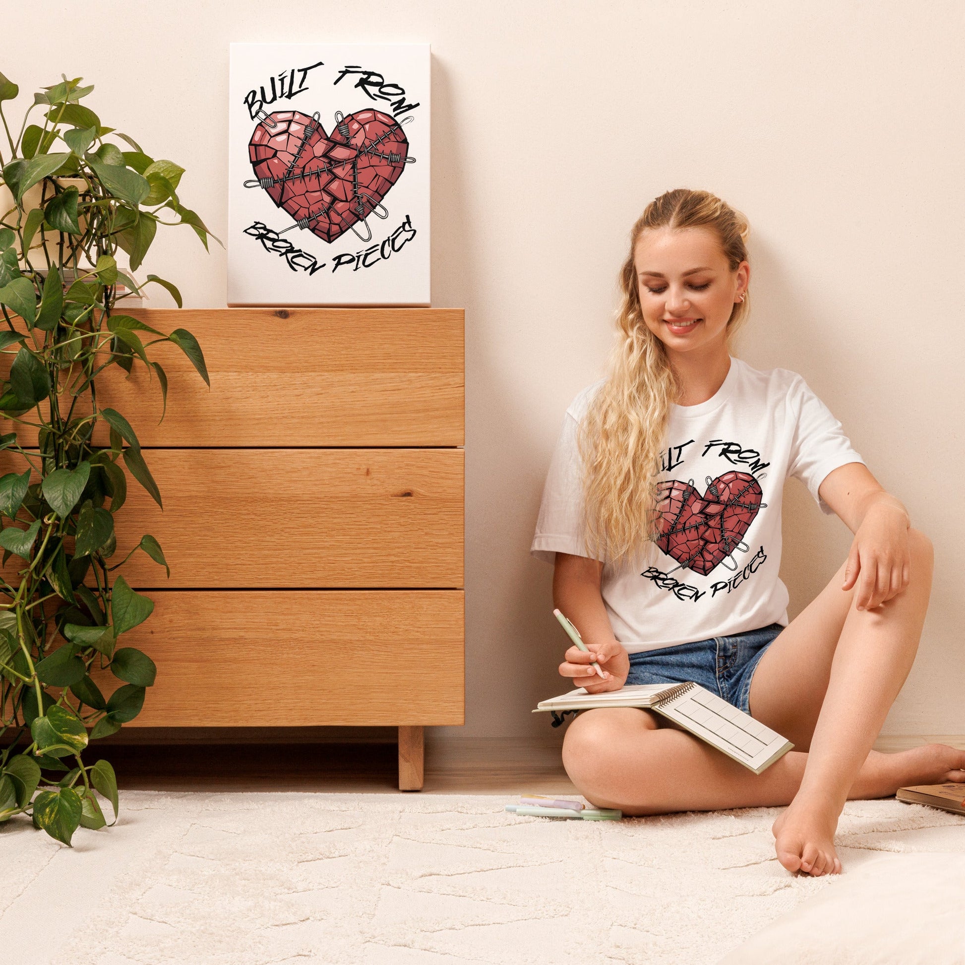 Built from Broken Pieces Grunge Heart Women's Tee - Sublimegifts4u.com