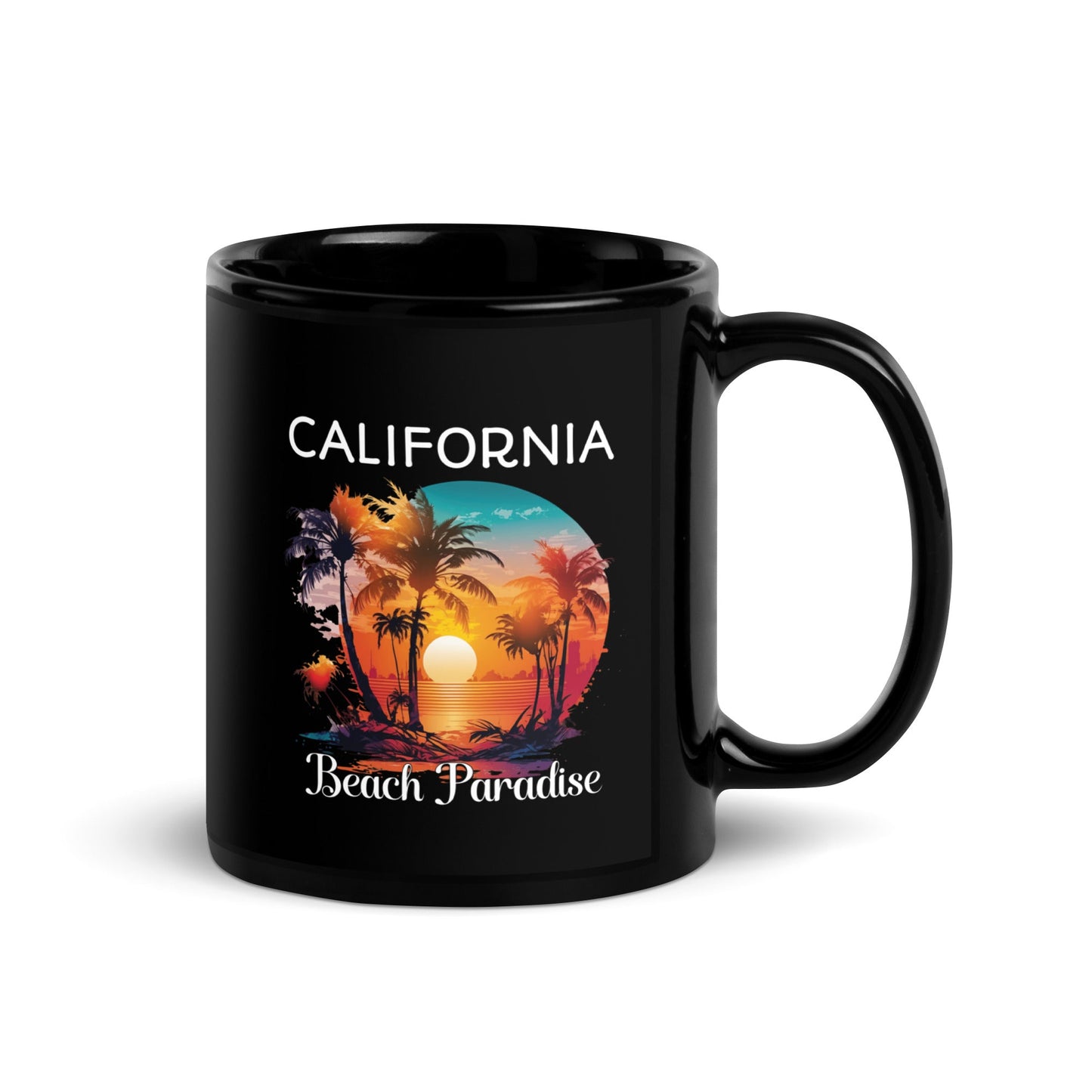 California Beach Scenery Black Mug - 11oz & 15oz Ceramic Coffee Mug - Sublimegifts4u.com