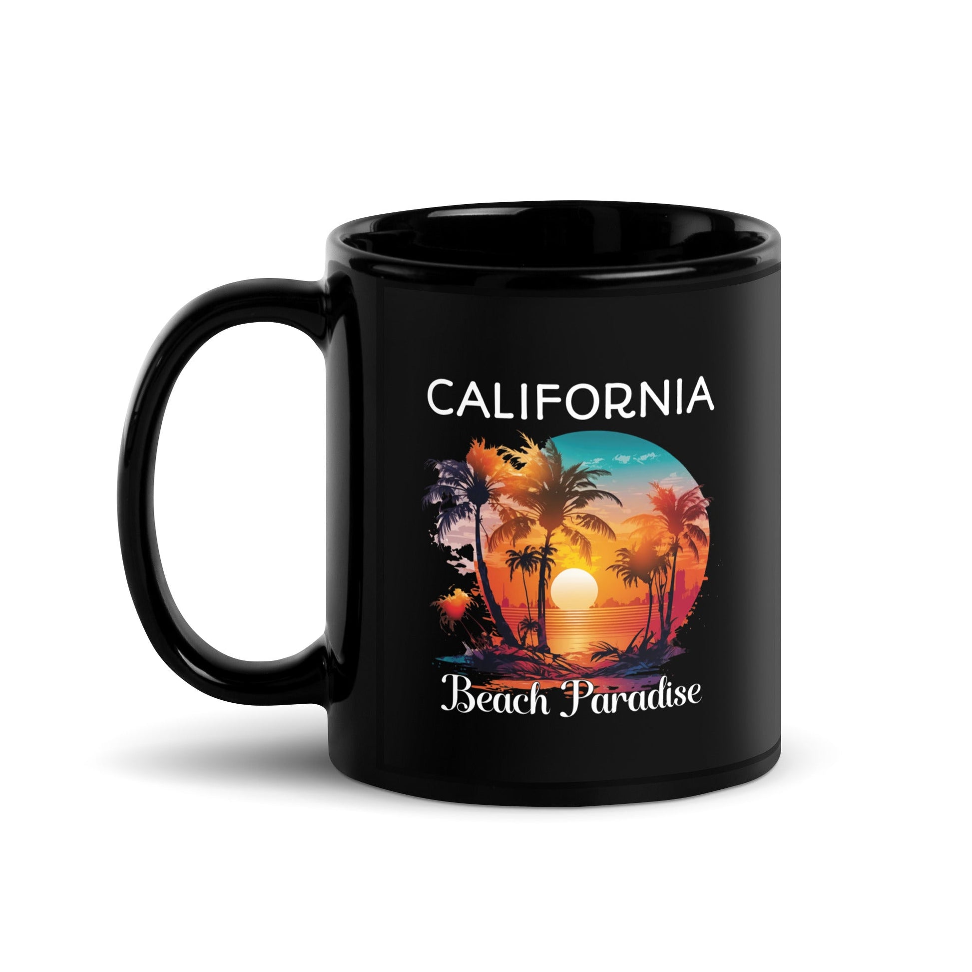 California Beach Scenery Black Mug - 11oz & 15oz Ceramic Coffee Mug - Sublimegifts4u.com