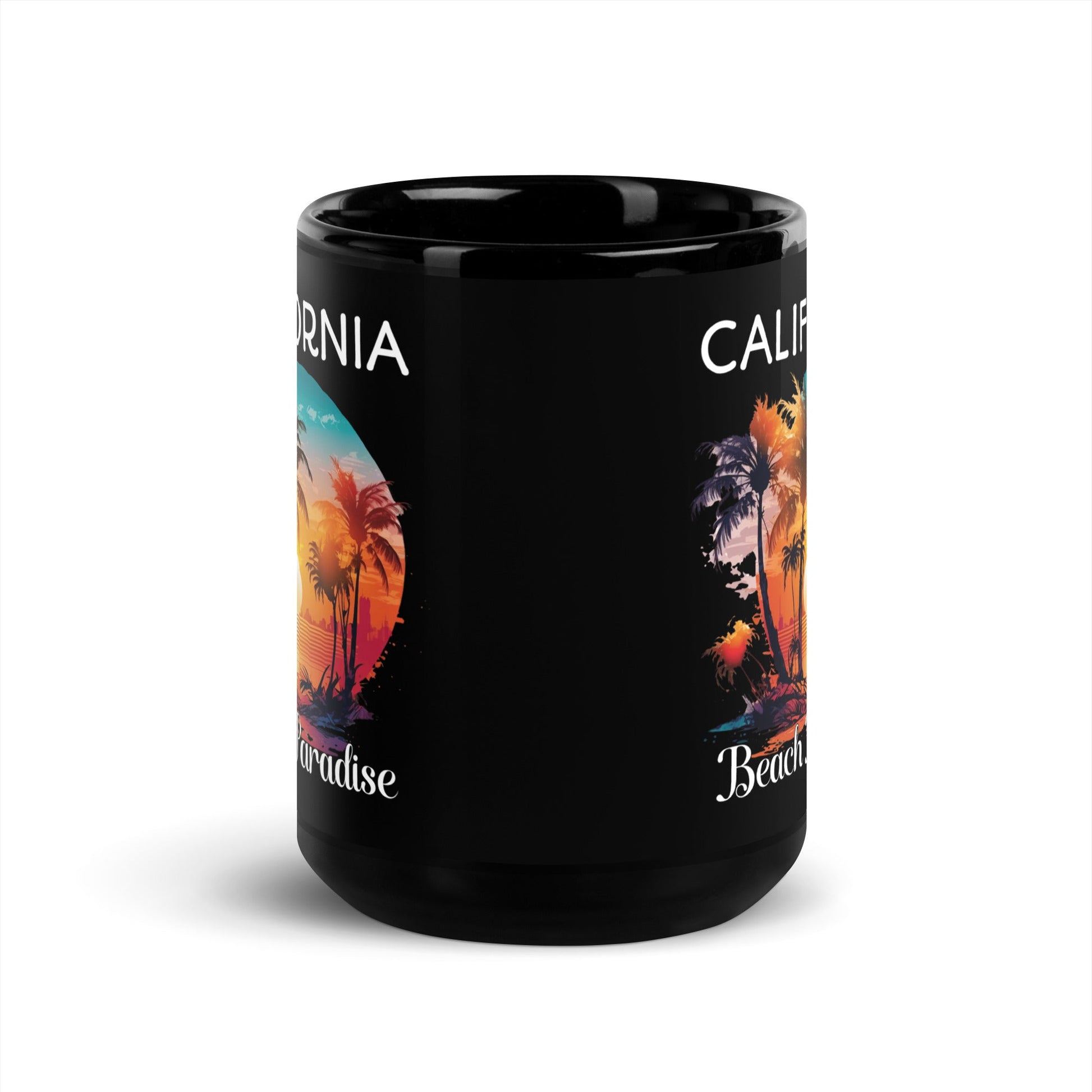 California Beach Scenery Black Mug - 11oz & 15oz Ceramic Coffee Mug - Sublimegifts4u.com