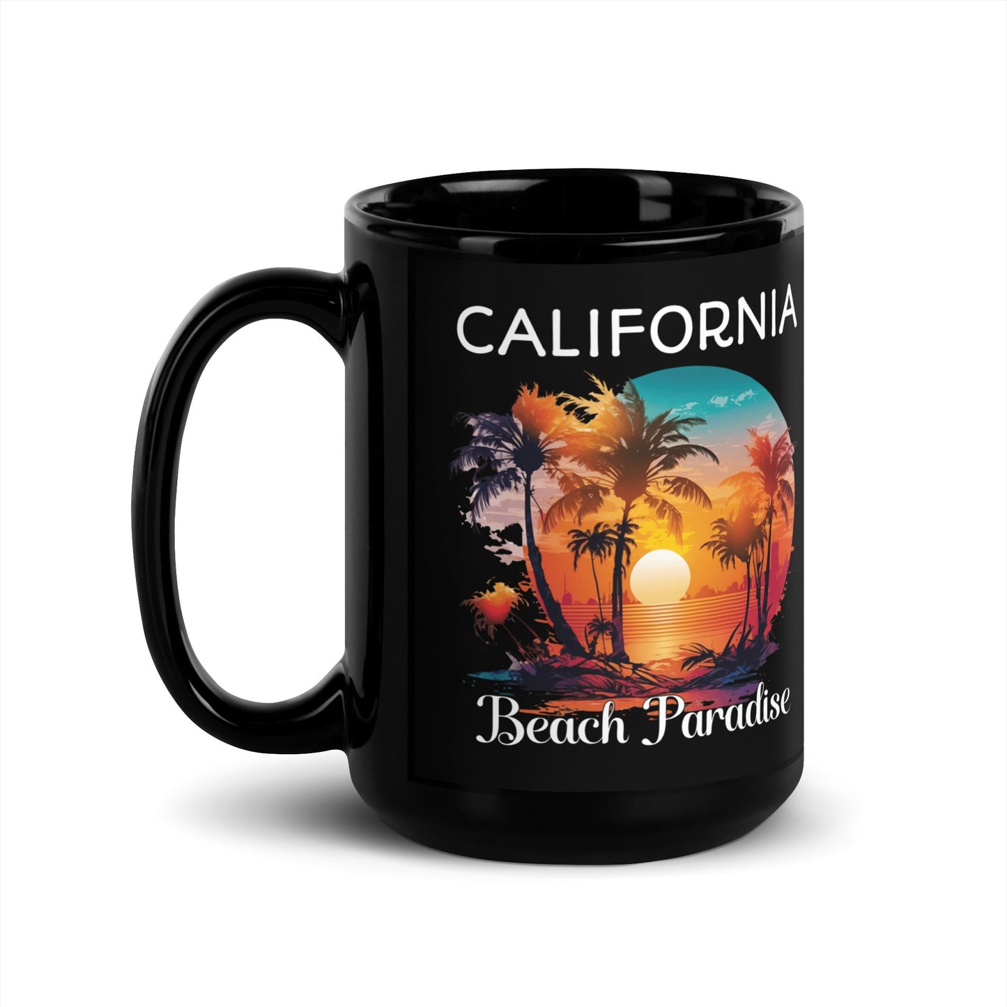 California Beach Scenery Black Mug - 11oz & 15oz Ceramic Coffee Mug - Sublimegifts4u.com