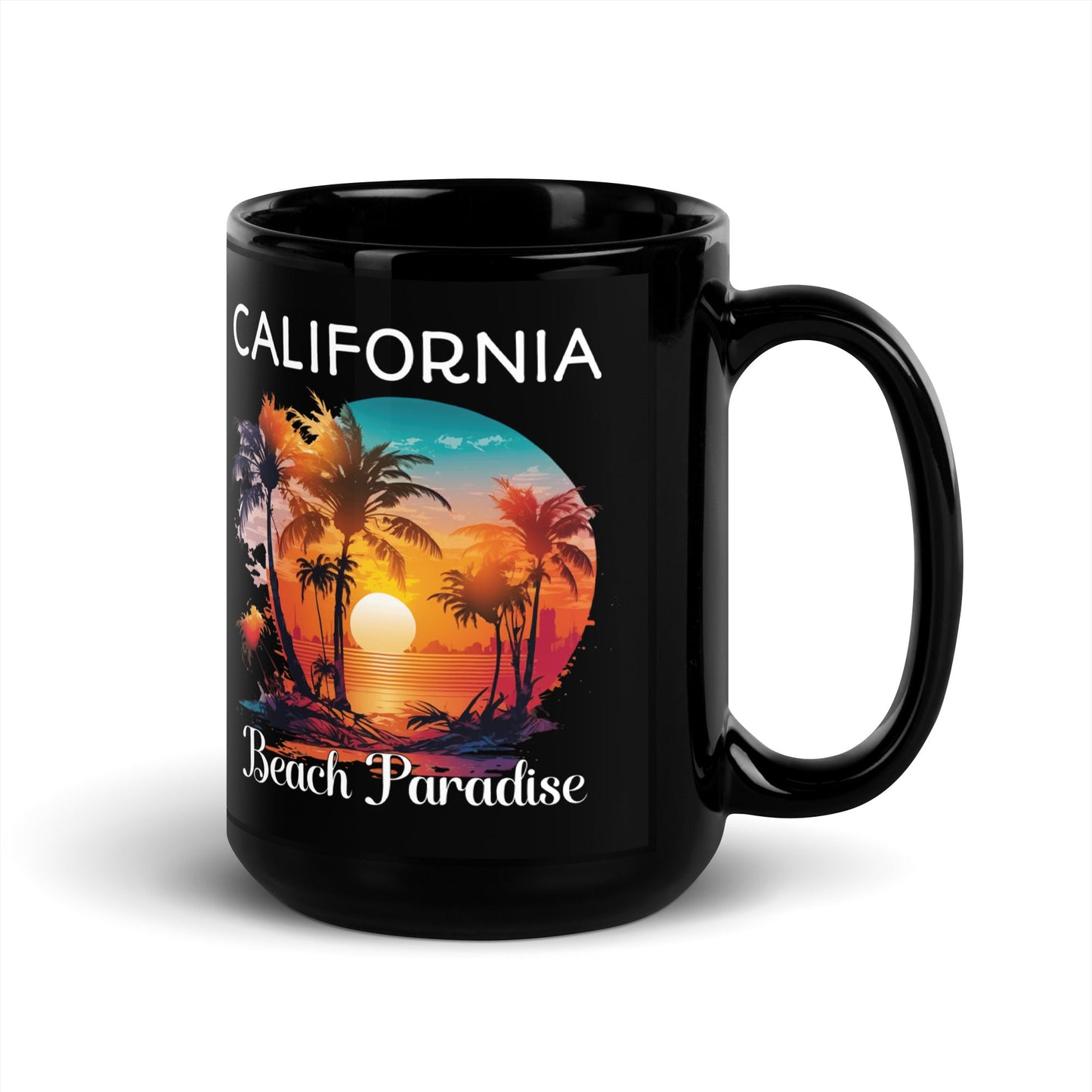 California Beach Scenery Black Mug - 11oz & 15oz Ceramic Coffee Mug - Sublimegifts4u.com