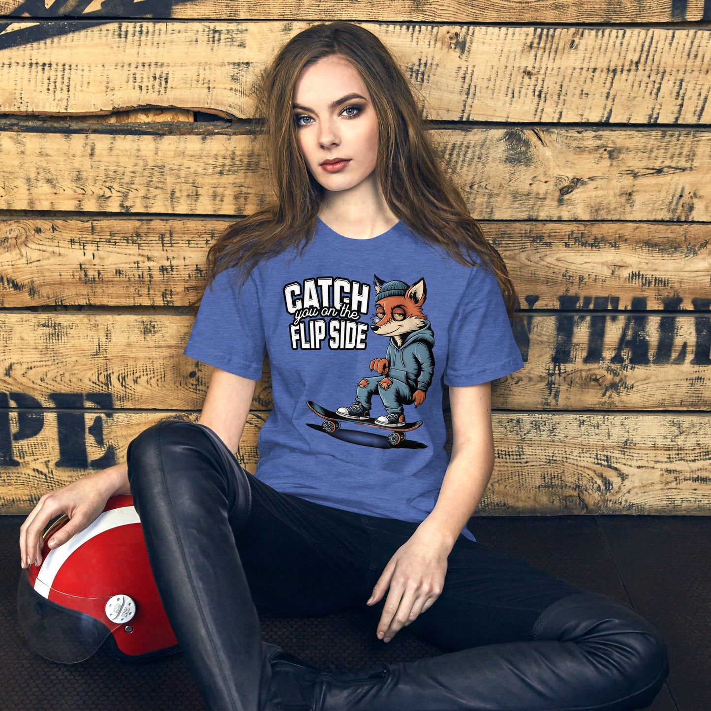 Catch You on the Flipside Grunge Fox Skateboard Women's Tee - Sublimegifts4u.com