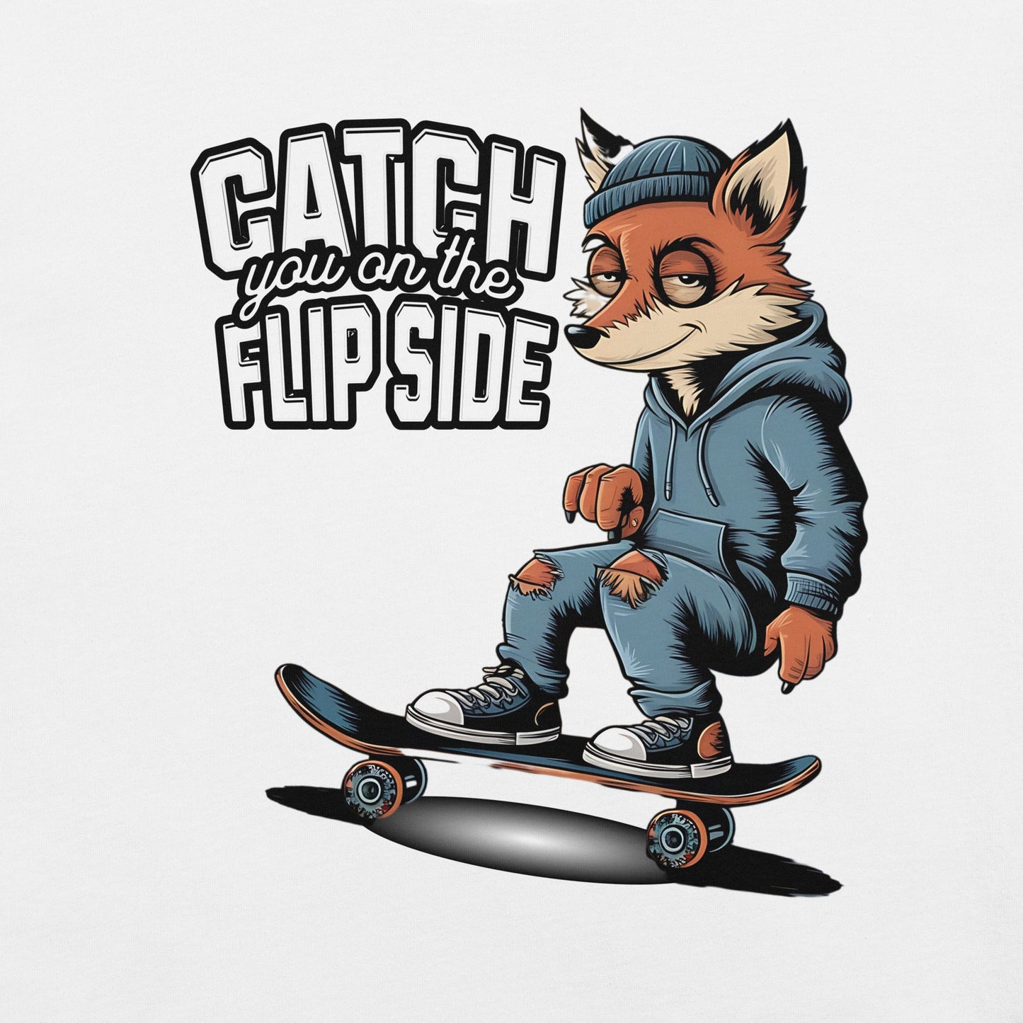 Catch You on the Flipside Grunge Fox Skateboard Women's Tee - Sublimegifts4u.com