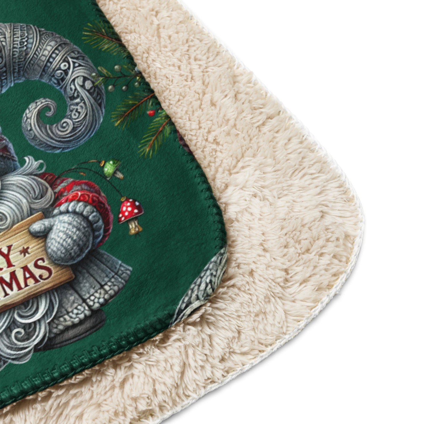 Christmas Gnome Sherpa Blanket – Dark Green Background | Merry Christmas Sublimation Blanket - Sublimegifts4u.com