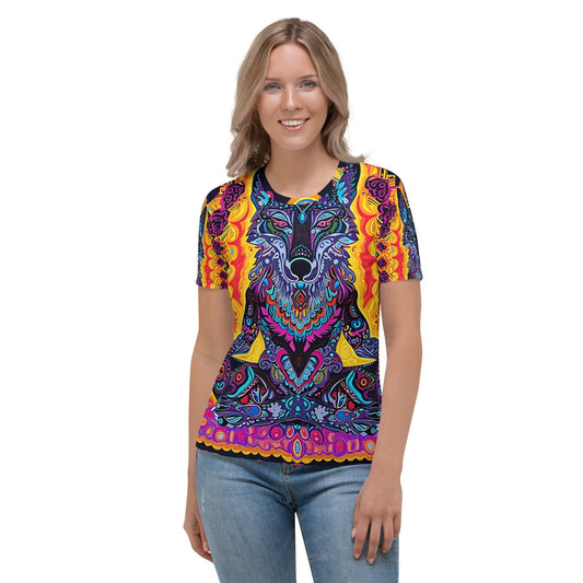 Colorful Hippie Meditating Dog T-Shirt - Vibrant All - Over Print Tee - Sublimegifts4u.com