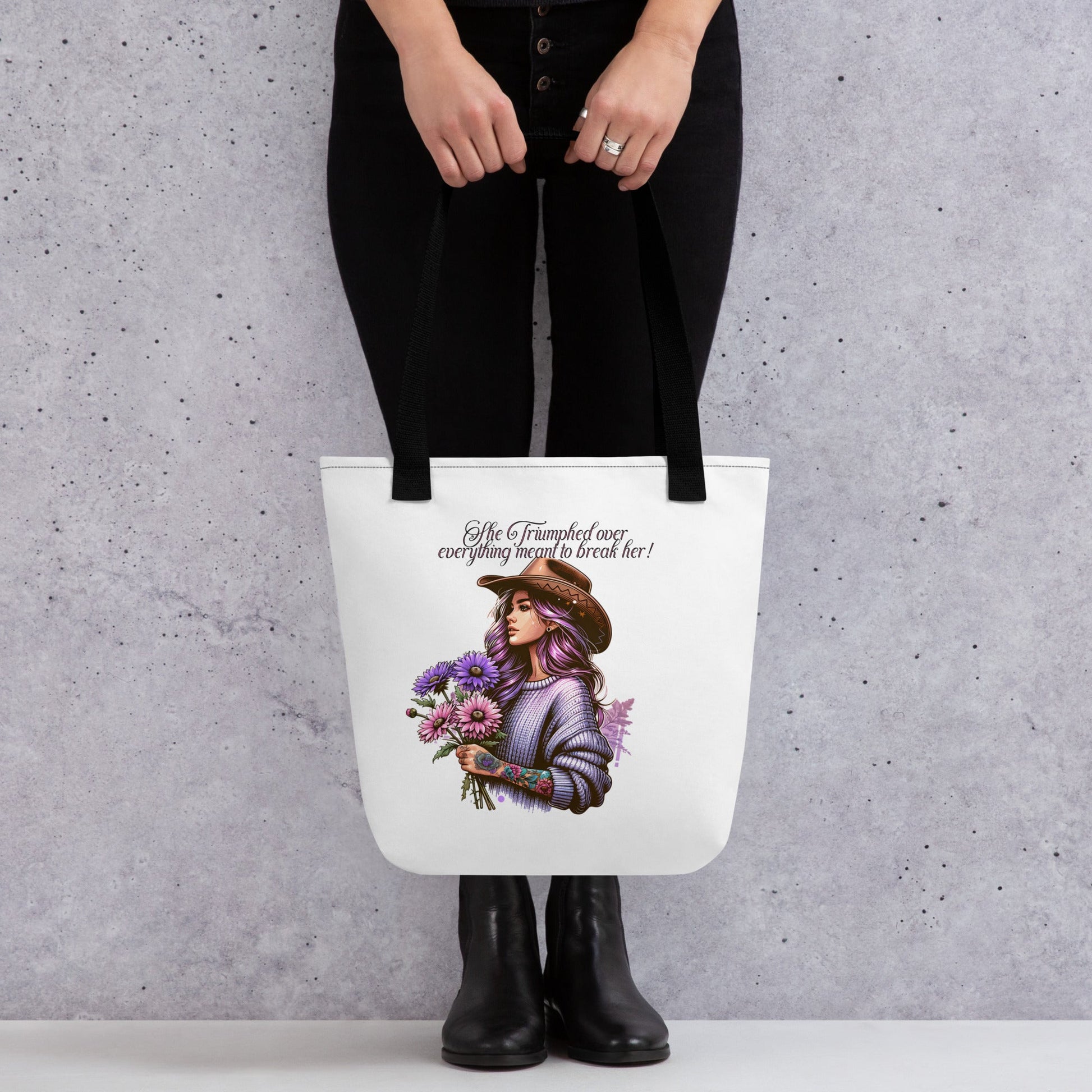 Country Girl Tote Bag - Triumph & Pastel Florals Design | 15x15 White Tote - Sublimegifts4u.com