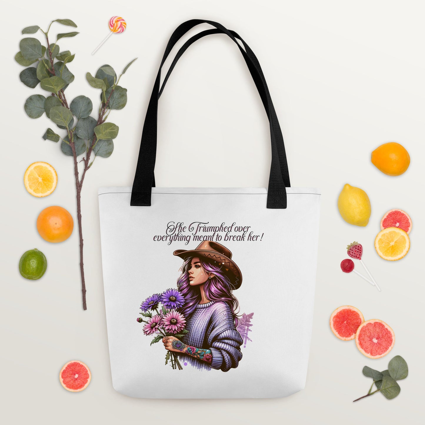 Country Girl Tote Bag - Triumph & Pastel Florals Design | 15x15 White Tote - Sublimegifts4u.com