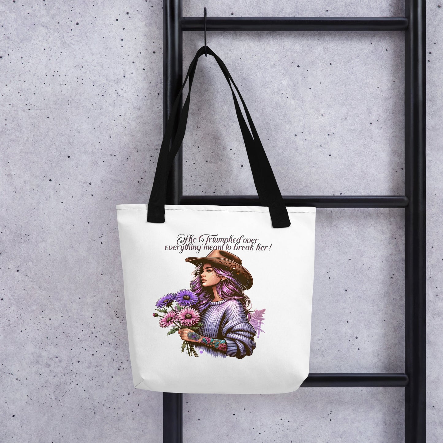 Country Girl Tote Bag - Triumph & Pastel Florals Design | 15x15 White Tote - Sublimegifts4u.com