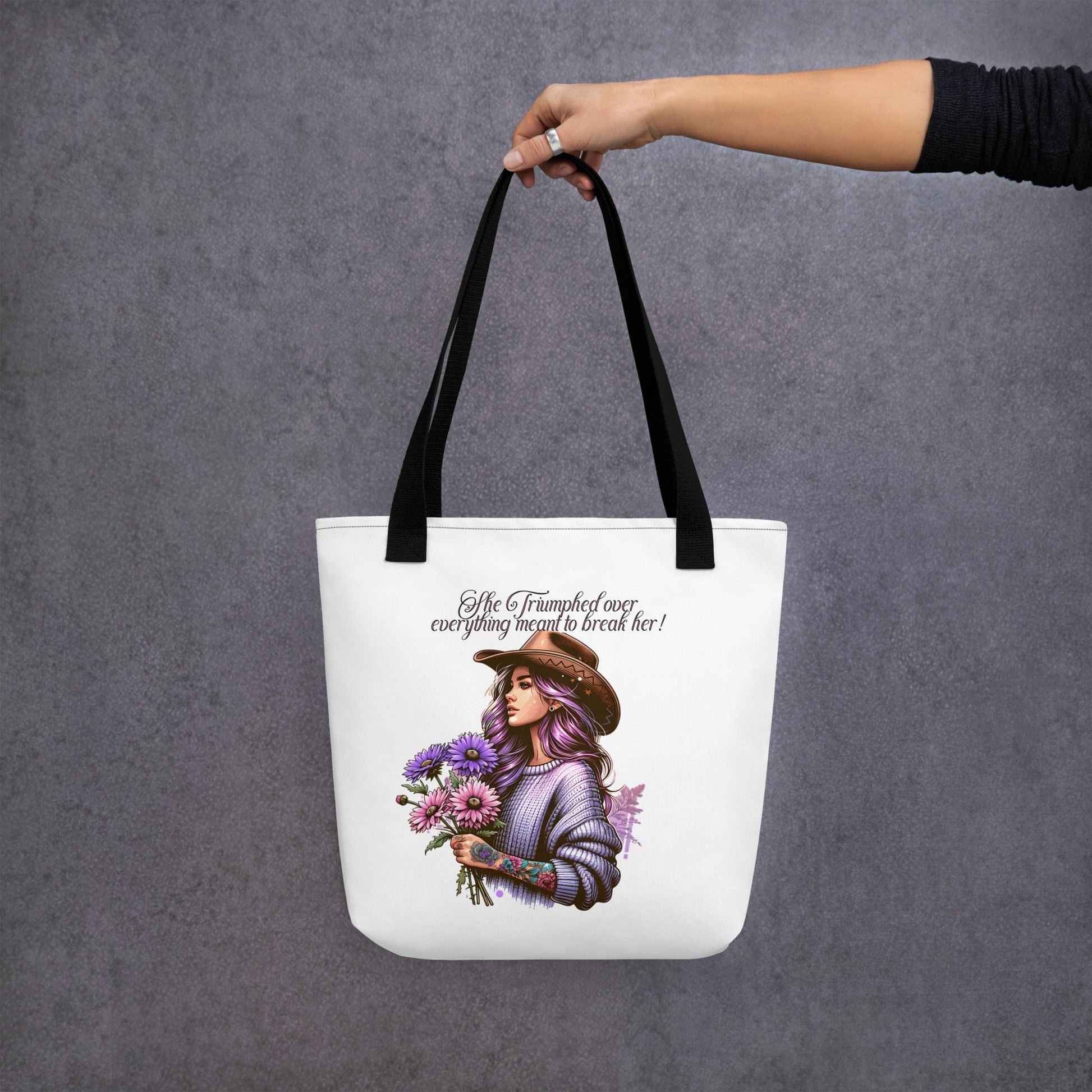 Country Girl Tote Bag - Triumph & Pastel Florals Design | 15x15 White Tote - Sublimegifts4u.com