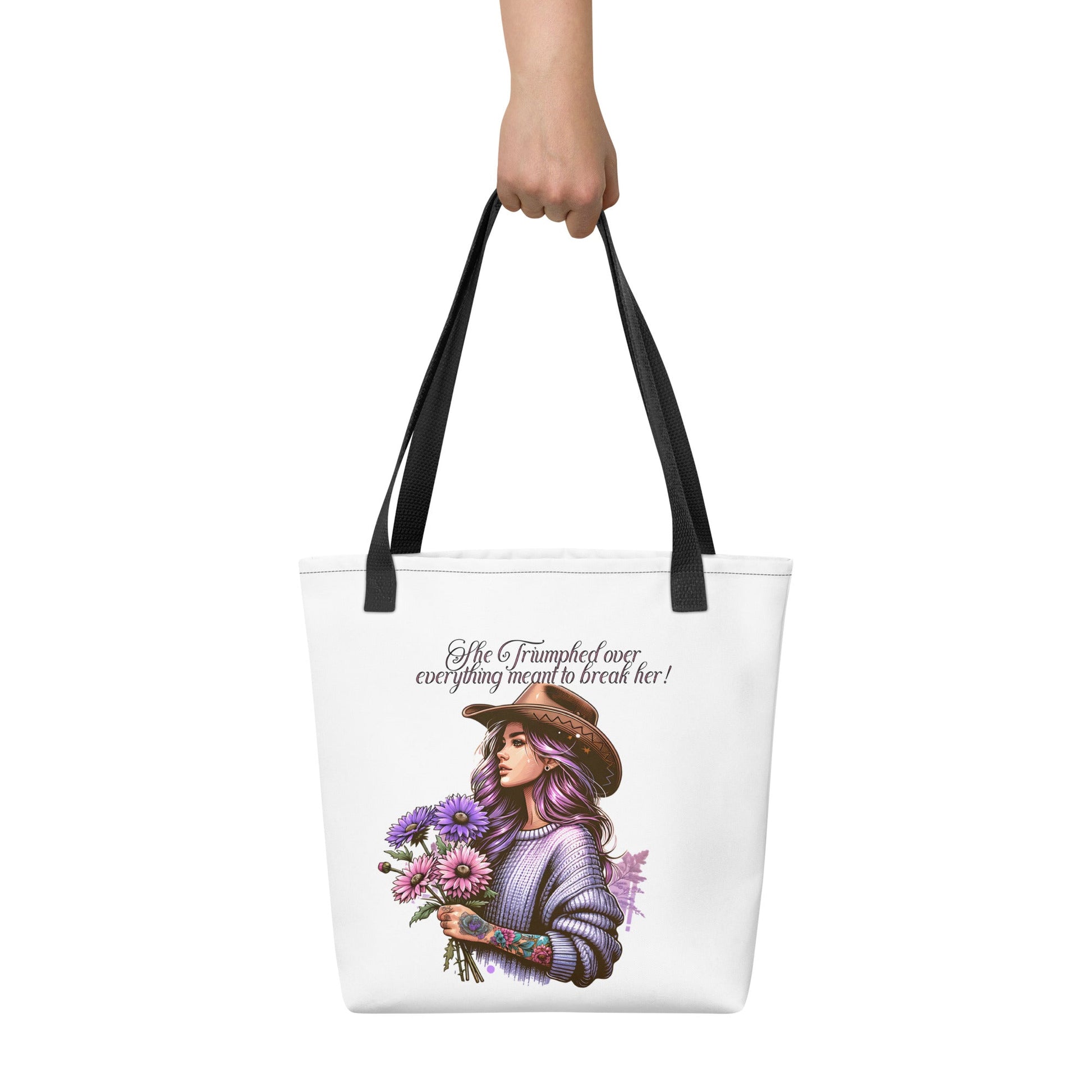 Country Girl Tote Bag - Triumph & Pastel Florals Design | 15x15 White Tote - Sublimegifts4u.com