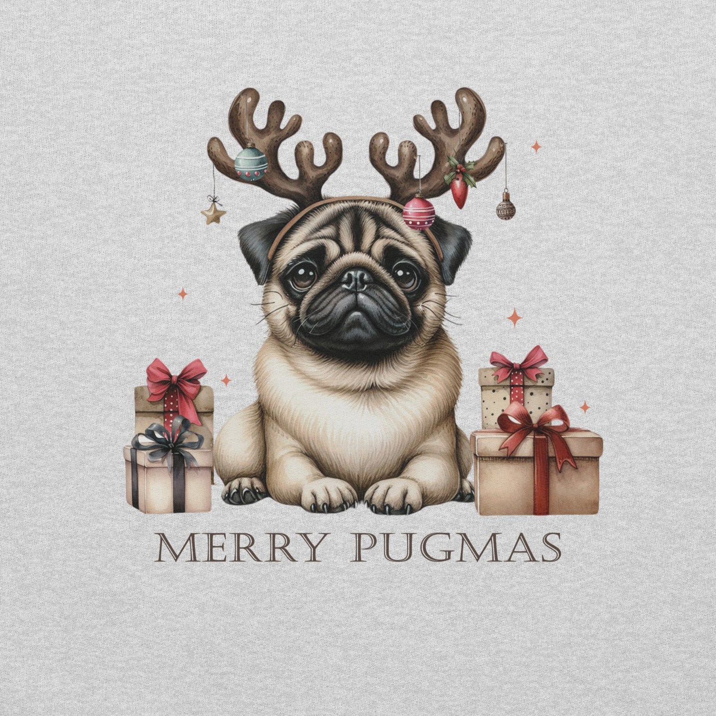 Cozy Women's Sweatshirt | Pug with Reindeer Ears | 'Happy Pugmas' Design - Sublimegifts4u.com