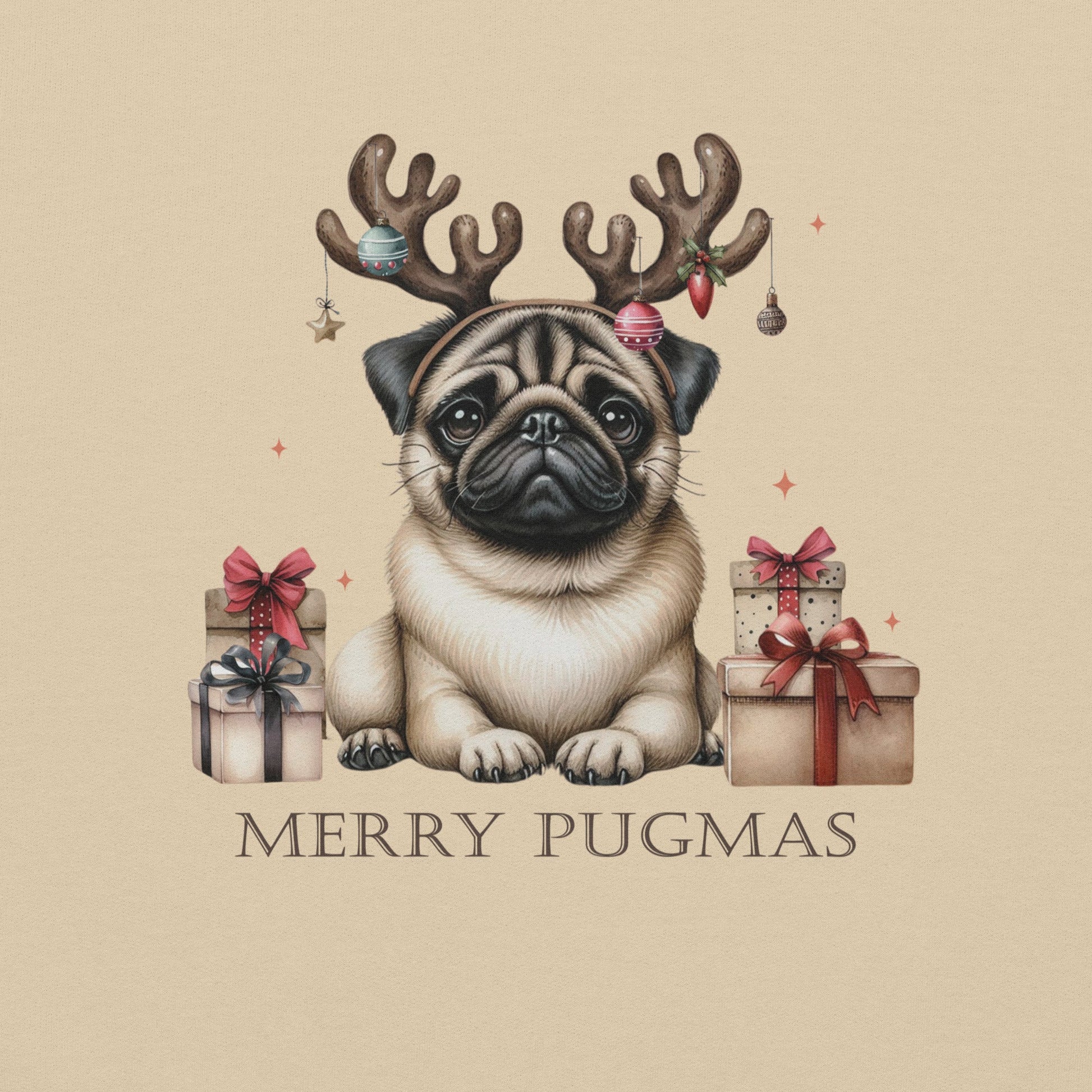 Cozy Women's Sweatshirt | Pug with Reindeer Ears | 'Happy Pugmas' Design - Sublimegifts4u.com