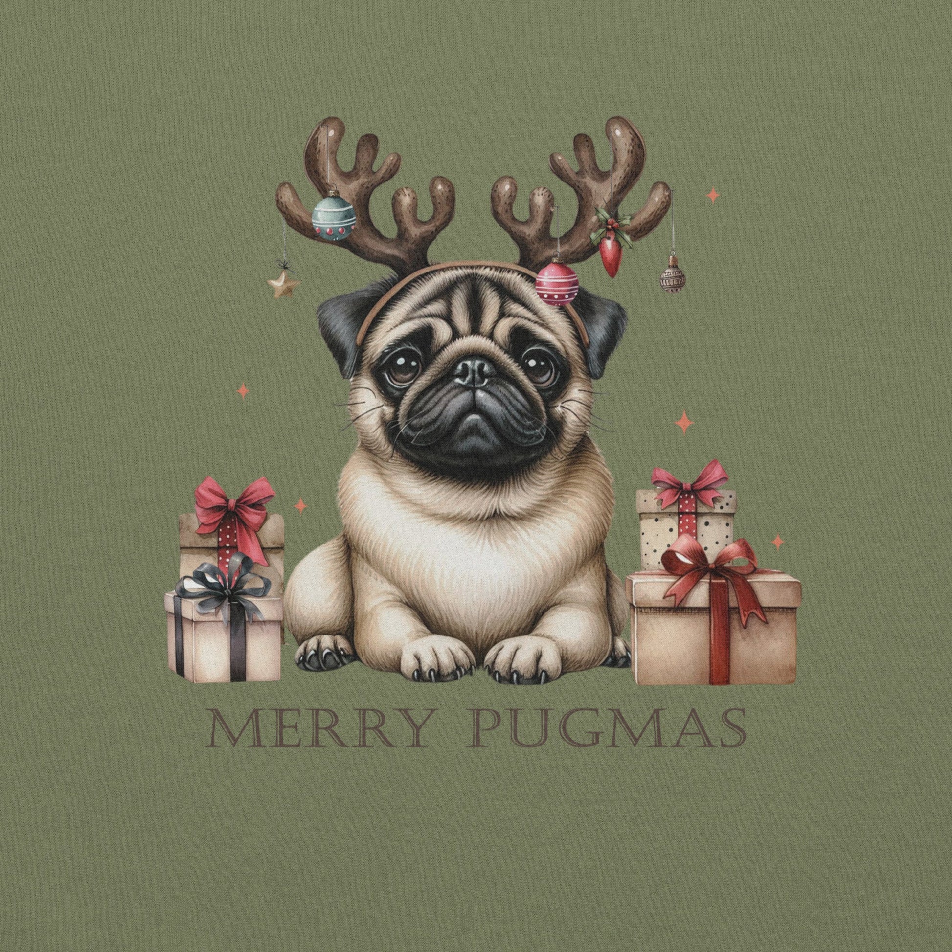 Cozy Women's Sweatshirt | Pug with Reindeer Ears | 'Happy Pugmas' Design - Sublimegifts4u.com