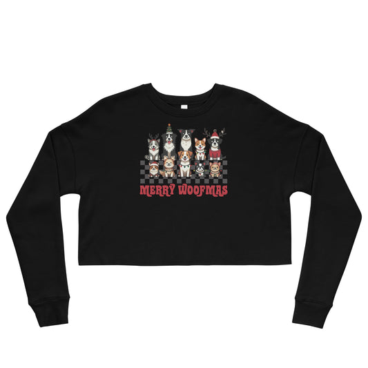 Cropped Sweatshirt | 'Happy Woofmas' | Festive Dog Design - Sublimegifts4u.com