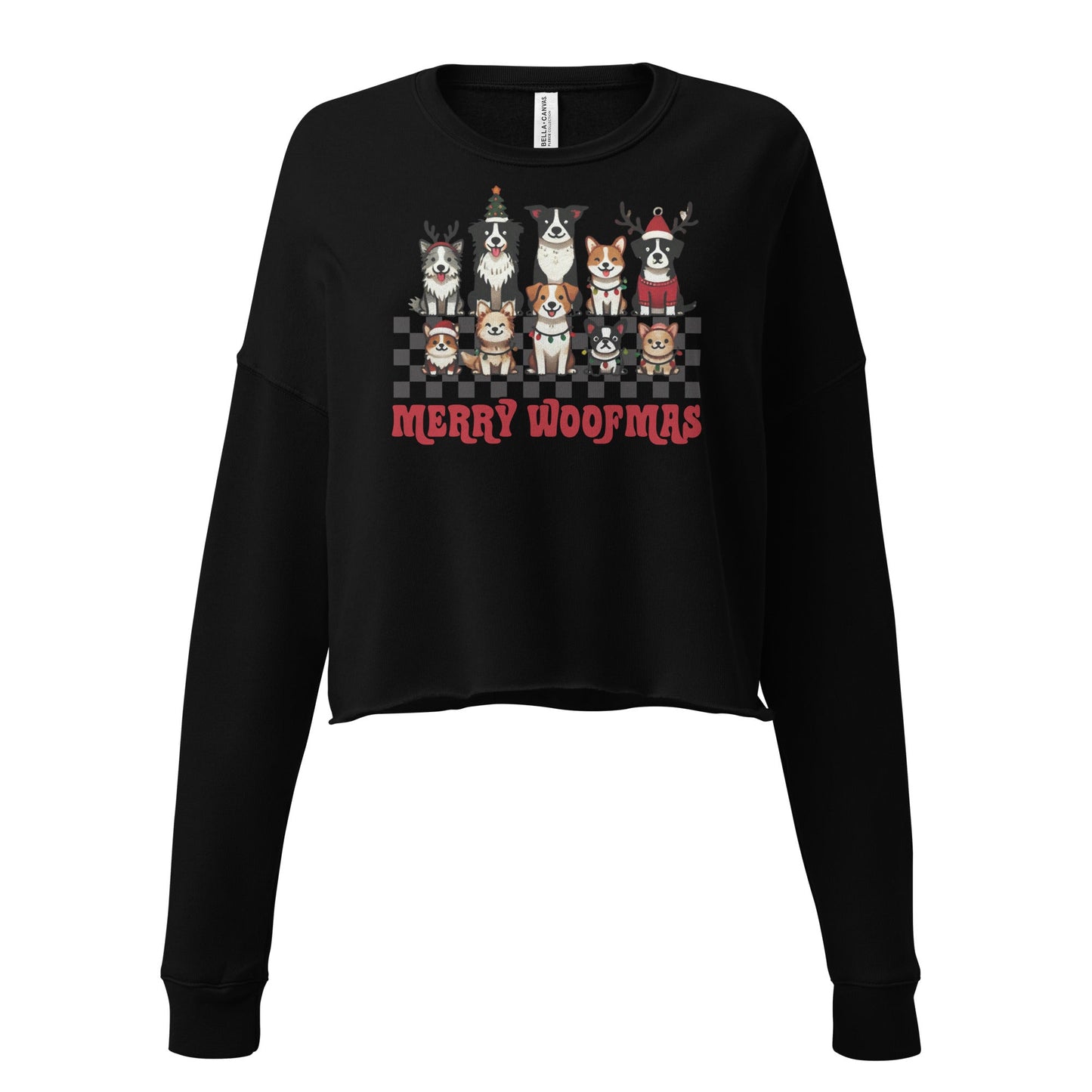 Cropped Sweatshirt | 'Happy Woofmas' | Festive Dog Design - Sublimegifts4u.com