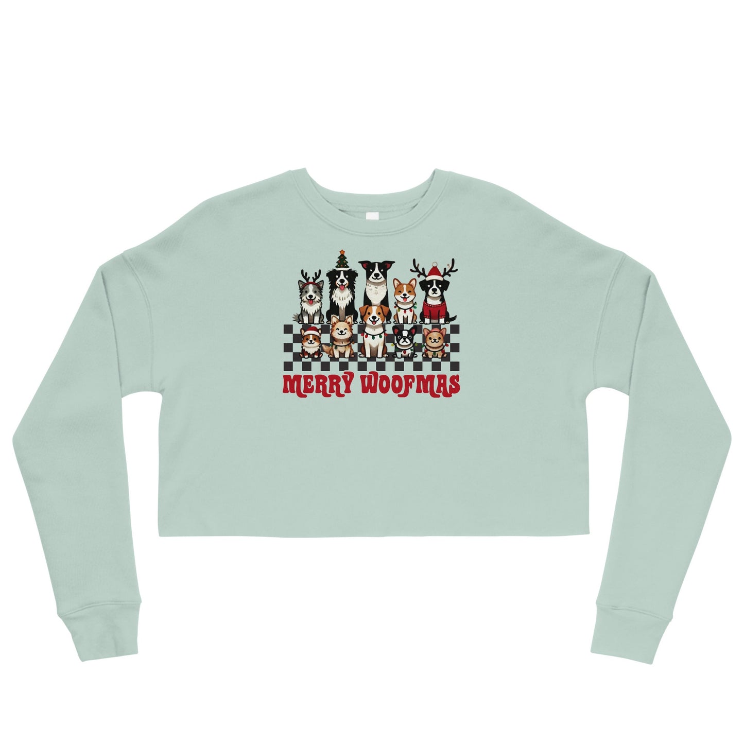 Cropped Sweatshirt | 'Happy Woofmas' | Festive Dog Design - Sublimegifts4u.com