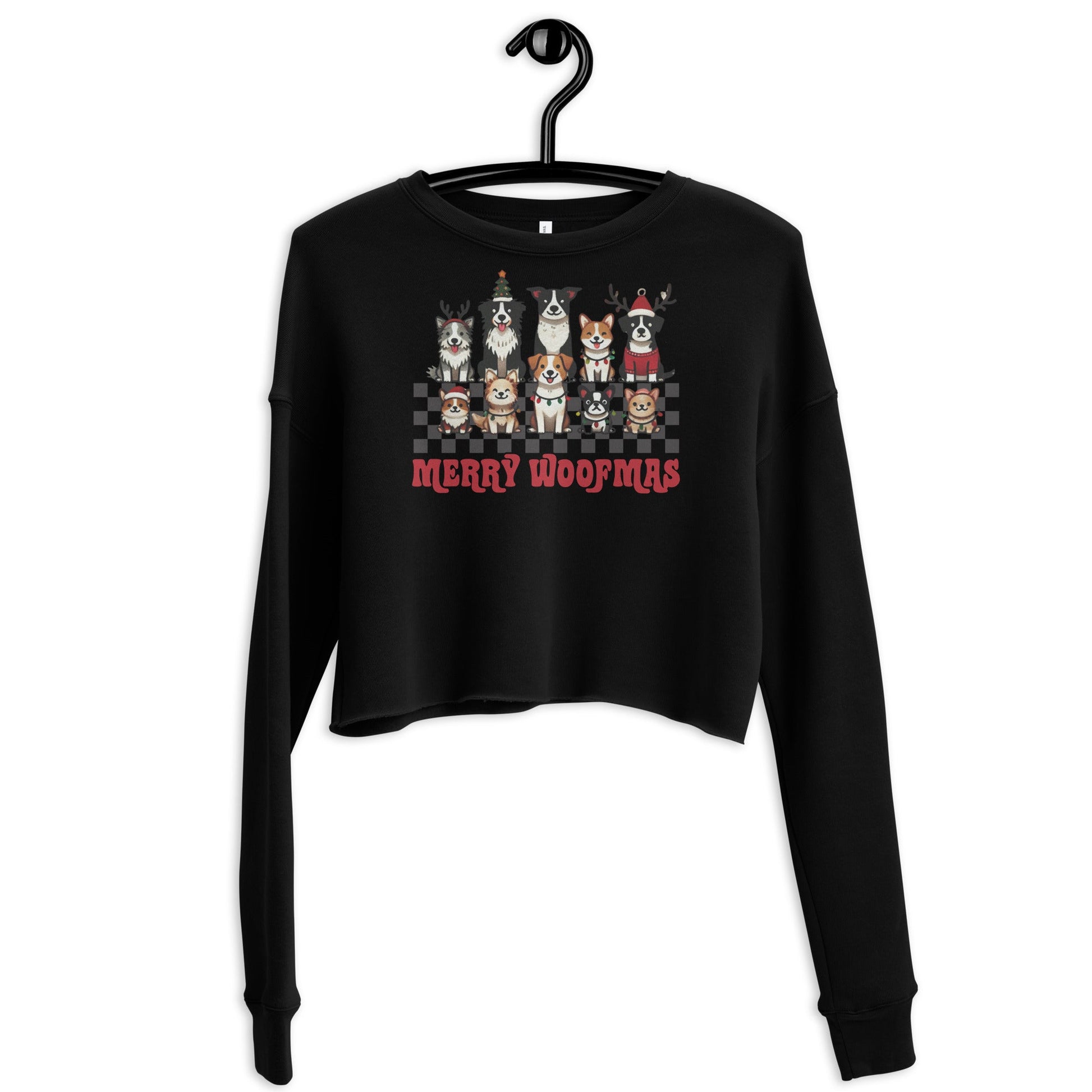 Cropped Sweatshirt | 'Happy Woofmas' | Festive Dog Design - Sublimegifts4u.com