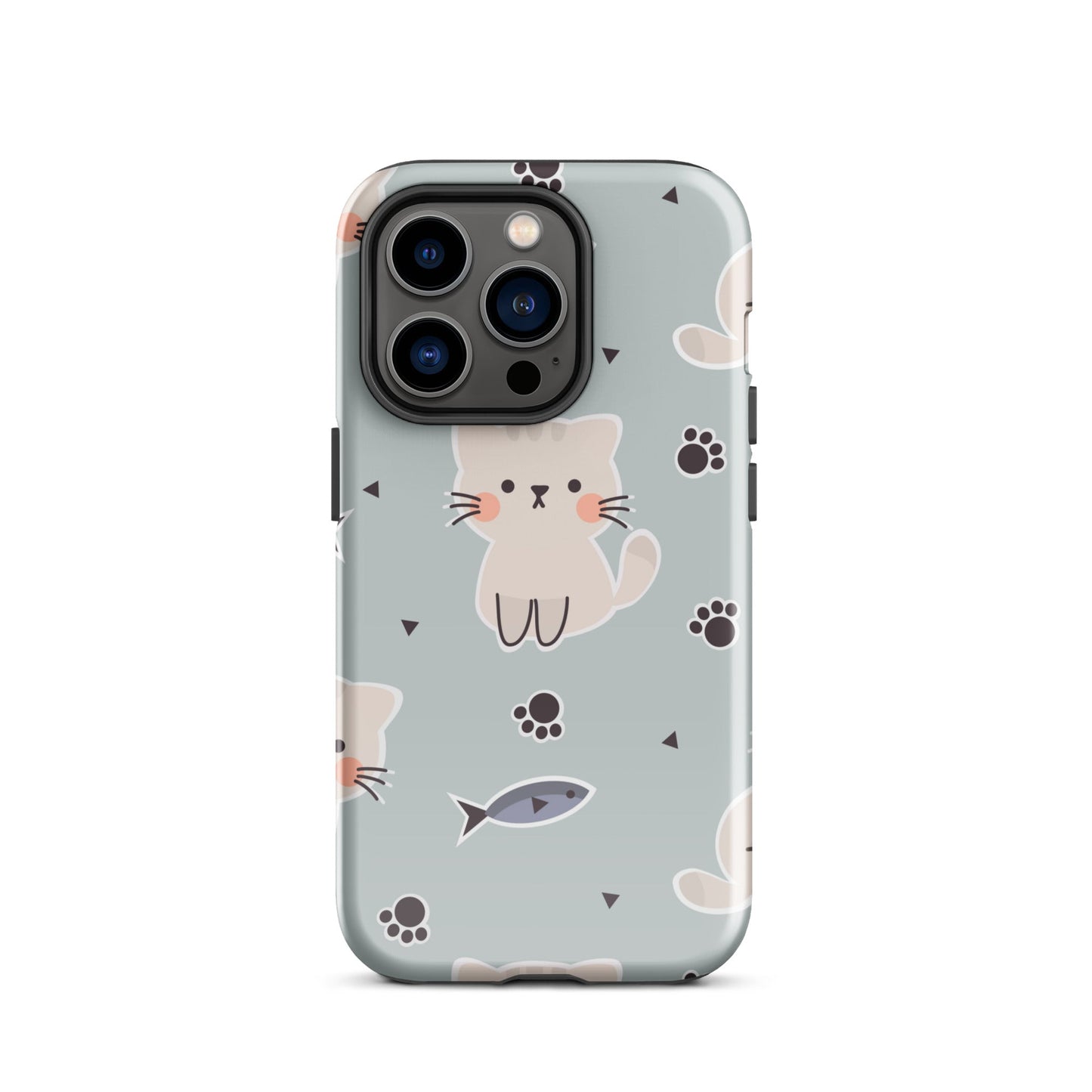 Cute Cat Phone Case with Fish - Light Purple Background Dual - Layer Protection - Sublimegifts4u.com