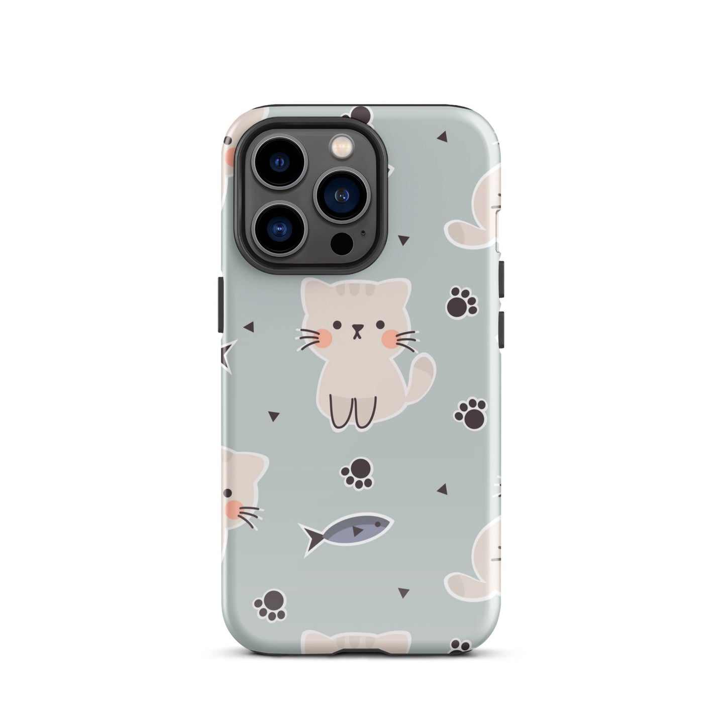 Cute Cat Phone Case with Fish - Light Purple Background Dual - Layer Protection - Sublimegifts4u.com