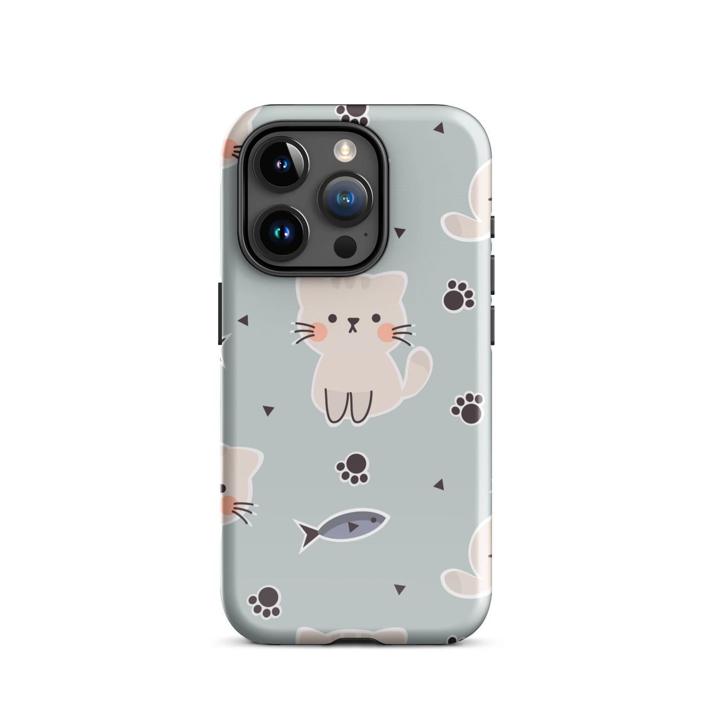 Cute Cat Phone Case with Fish - Light Purple Background Dual - Layer Protection - Sublimegifts4u.com