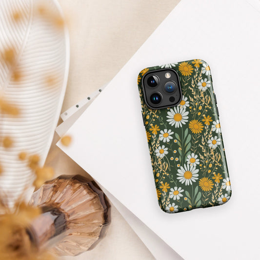 Dainty Daisy iPhone Case - Green Background, Stylish and Protective Design - Sublimegifts4u.com