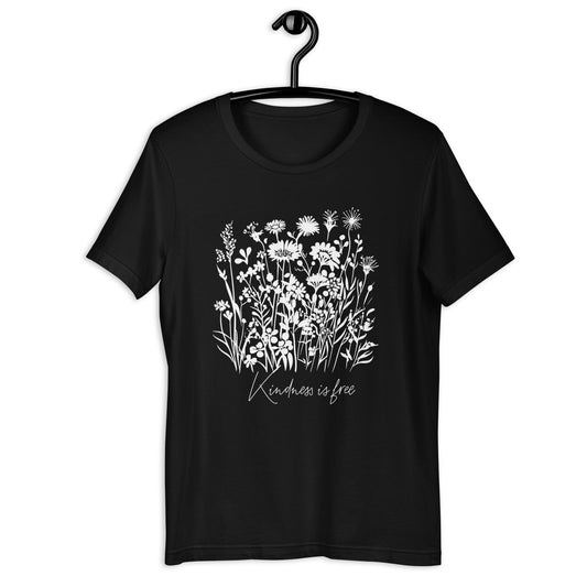 Dainty Wildflower Women's Tee – 'Kindness is Free' Graphic T-Shirt - Sublimegifts4u.com