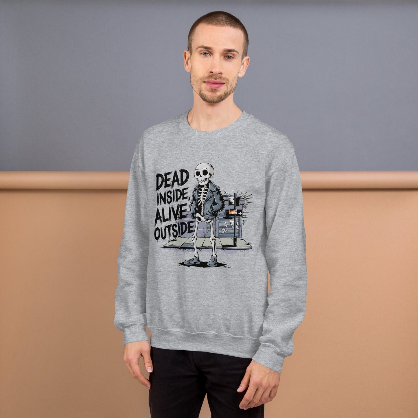 Dead Inside Alive Outside Funny Skeleton Sweatshirt for Men – Cozy & Warm - Sublimegifts4u.com