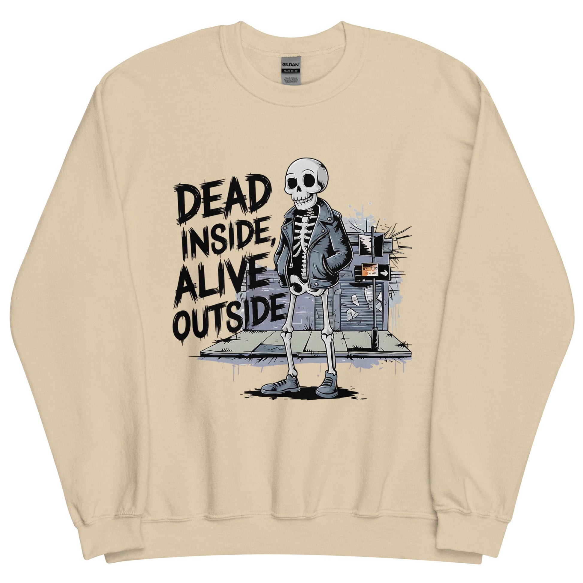 Dead Inside Alive Outside Funny Skeleton Sweatshirt for Men – Cozy & Warm - Sublimegifts4u.com