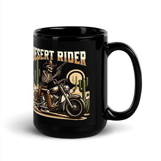 Desert Rider Skeleton Cowboy Black Mug - 11oz & 15oz Ceramic Coffee Mug - Sublimegifts4u.com