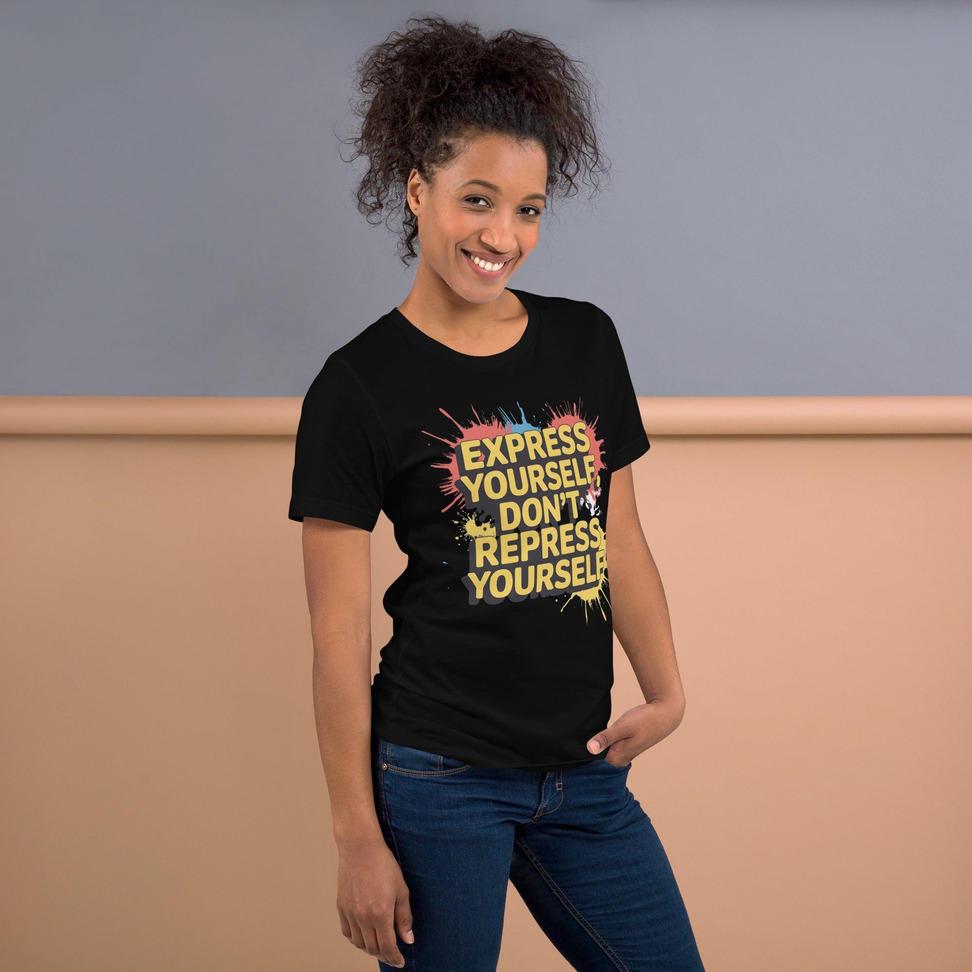 Express Yourself Women's Tee | Motivational Quote Paint Splatter T-Shirt - Sublimegifts4u.com