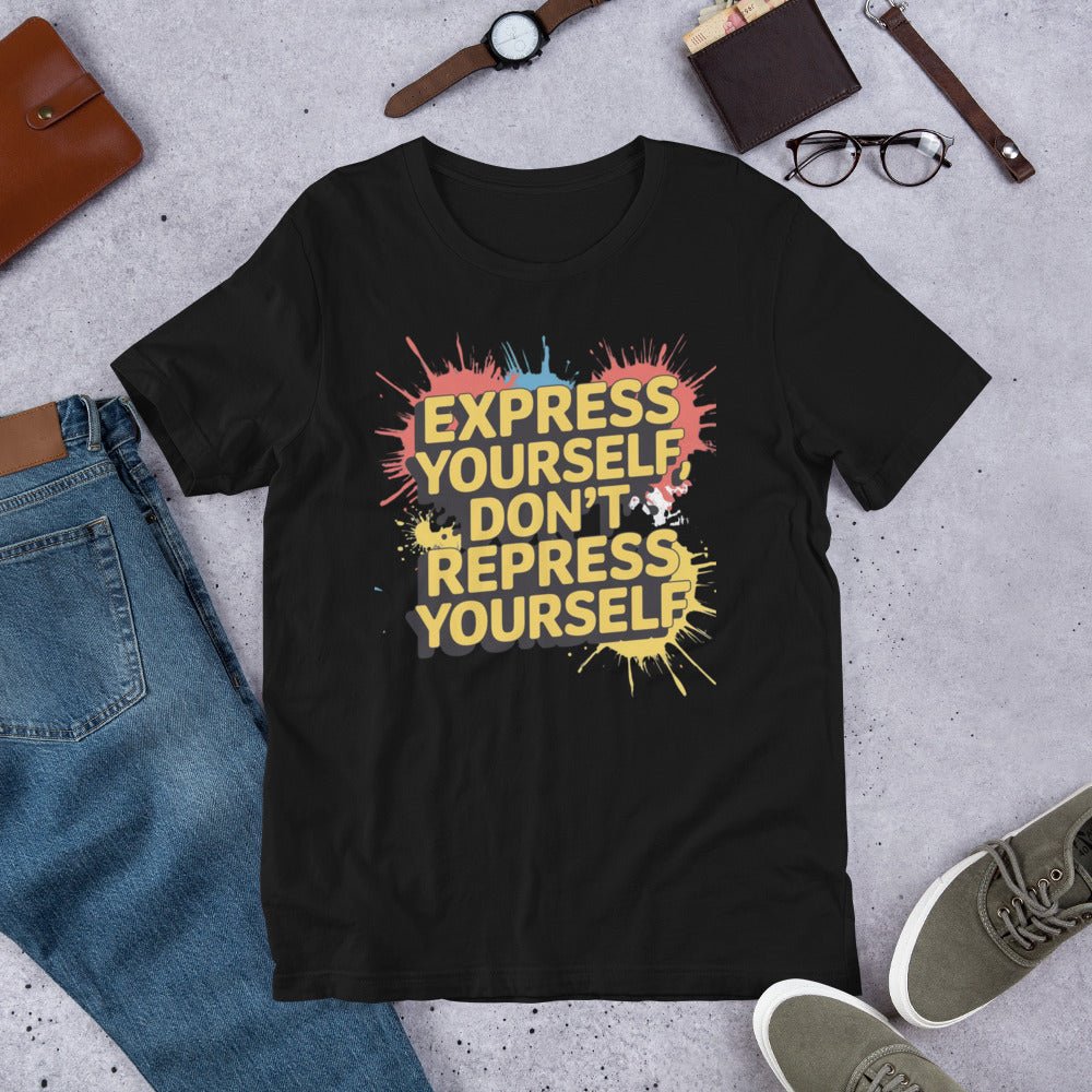 Express Yourself Women's Tee | Motivational Quote Paint Splatter T-Shirt - Sublimegifts4u.com