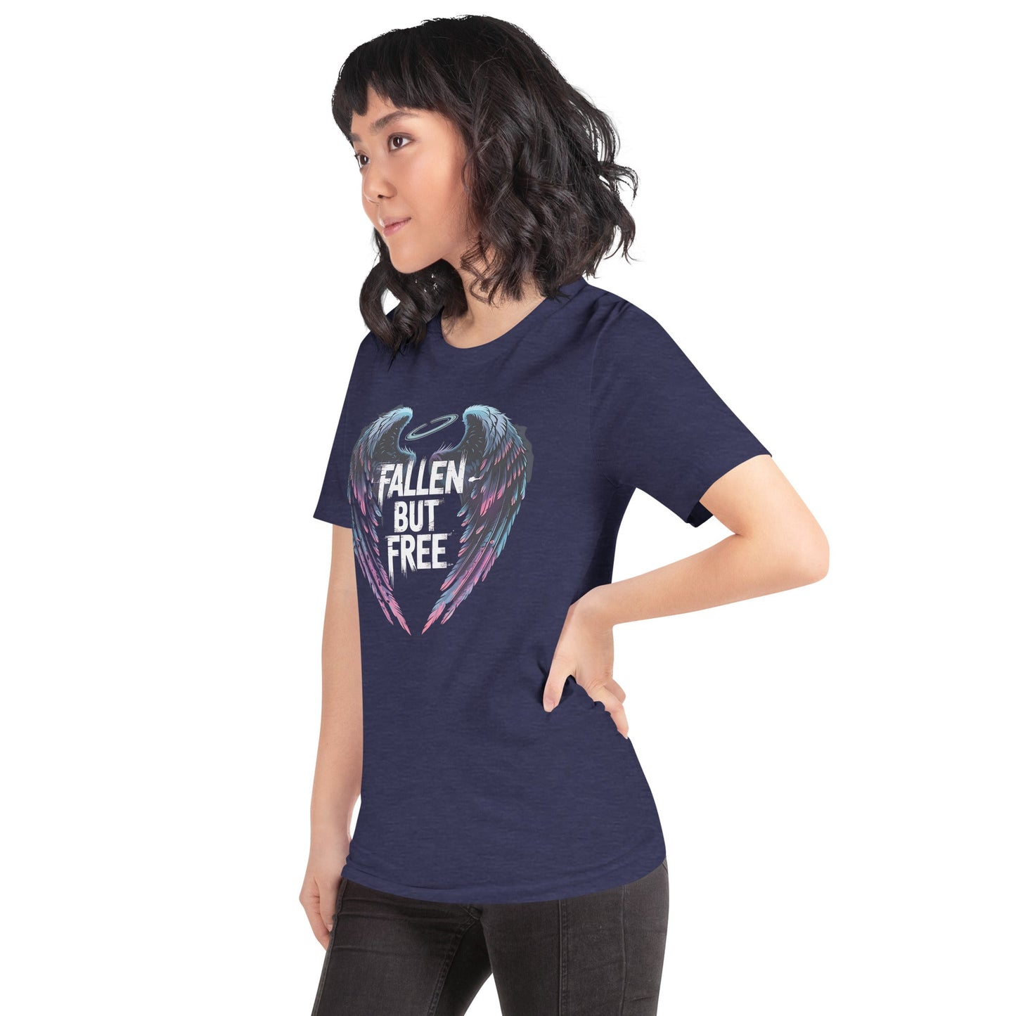 Fallen But Free Wings Graphic T-Shirt for Women – Soft & Comfortable Tee - Sublimegifts4u.com