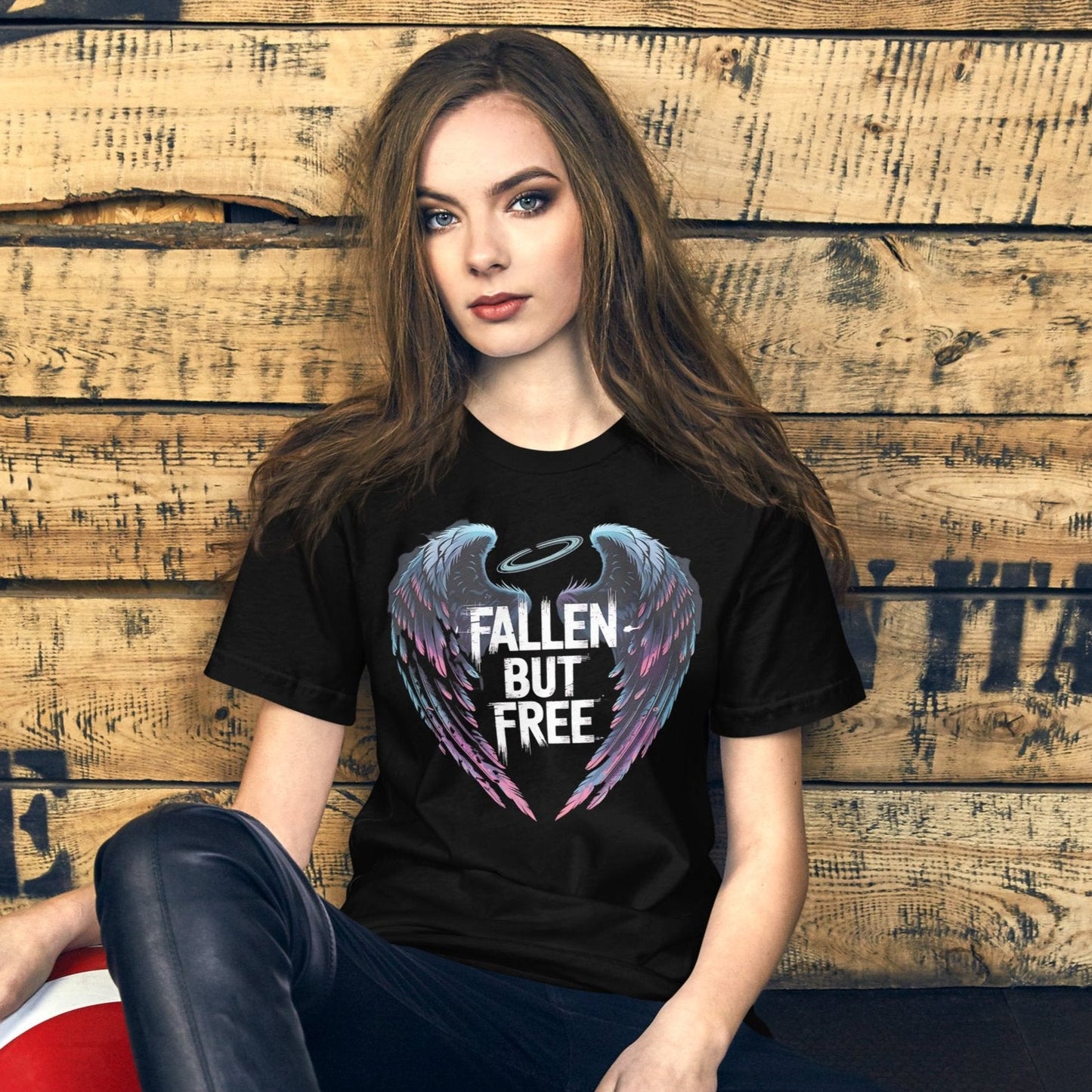 Fallen But Free Wings Graphic T-Shirt for Women – Soft & Comfortable Tee - Sublimegifts4u.com