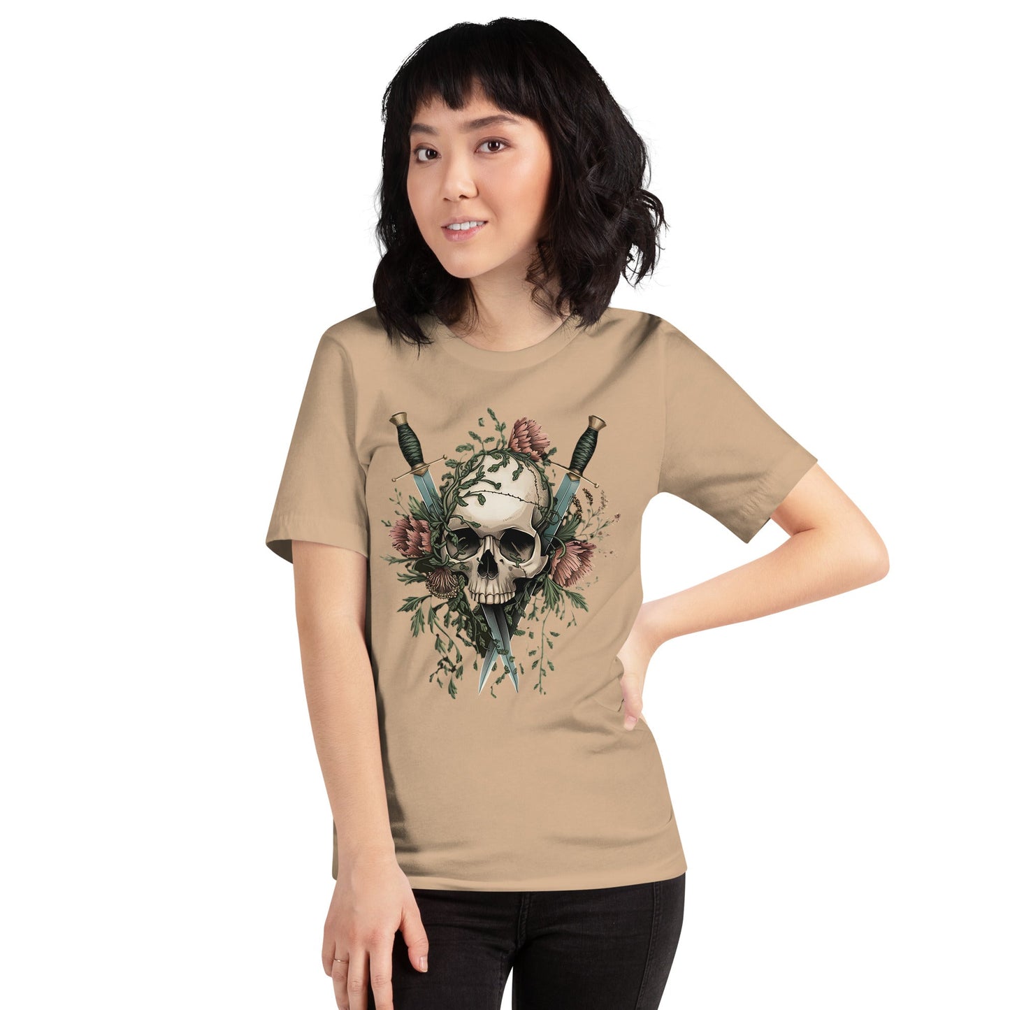 Floral Skull Dagger T-Shirt for Women - Soft & Stylish - Sublimegifts4u.com