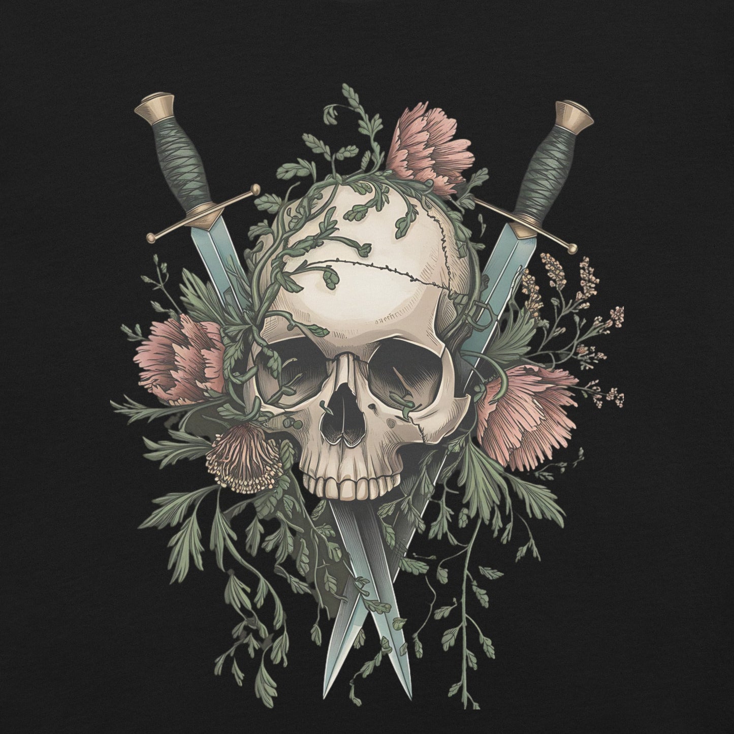 Floral Skull Dagger T-Shirt for Women - Soft & Stylish - Sublimegifts4u.com