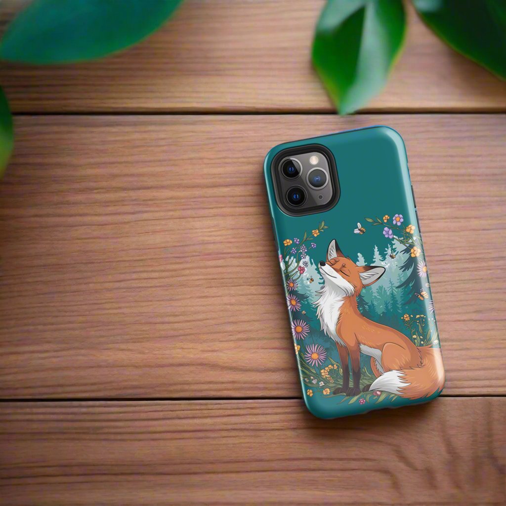 Fox in Floral Wreath iPhone Tough Snap Case - Stylish Dual - Layer Protection - Sublimegifts4u.com