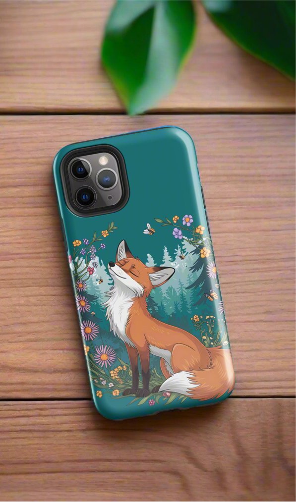 Fox in Floral Wreath iPhone Tough Snap Case - Stylish Dual - Layer Protection - Sublimegifts4u.com