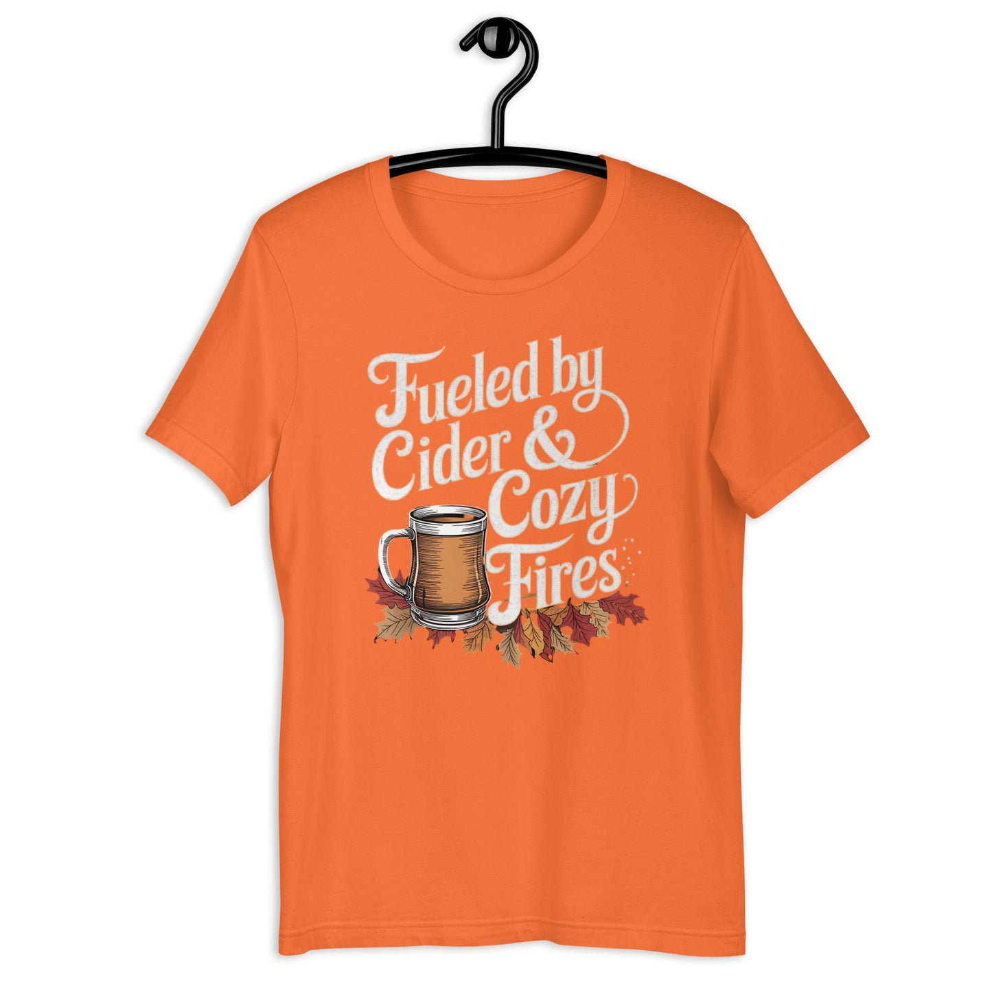 Fueled by Cider and Cozy Fires Women's Fall T-Shirt – Autumn Leaves & Cider - Sublimegifts4u.com