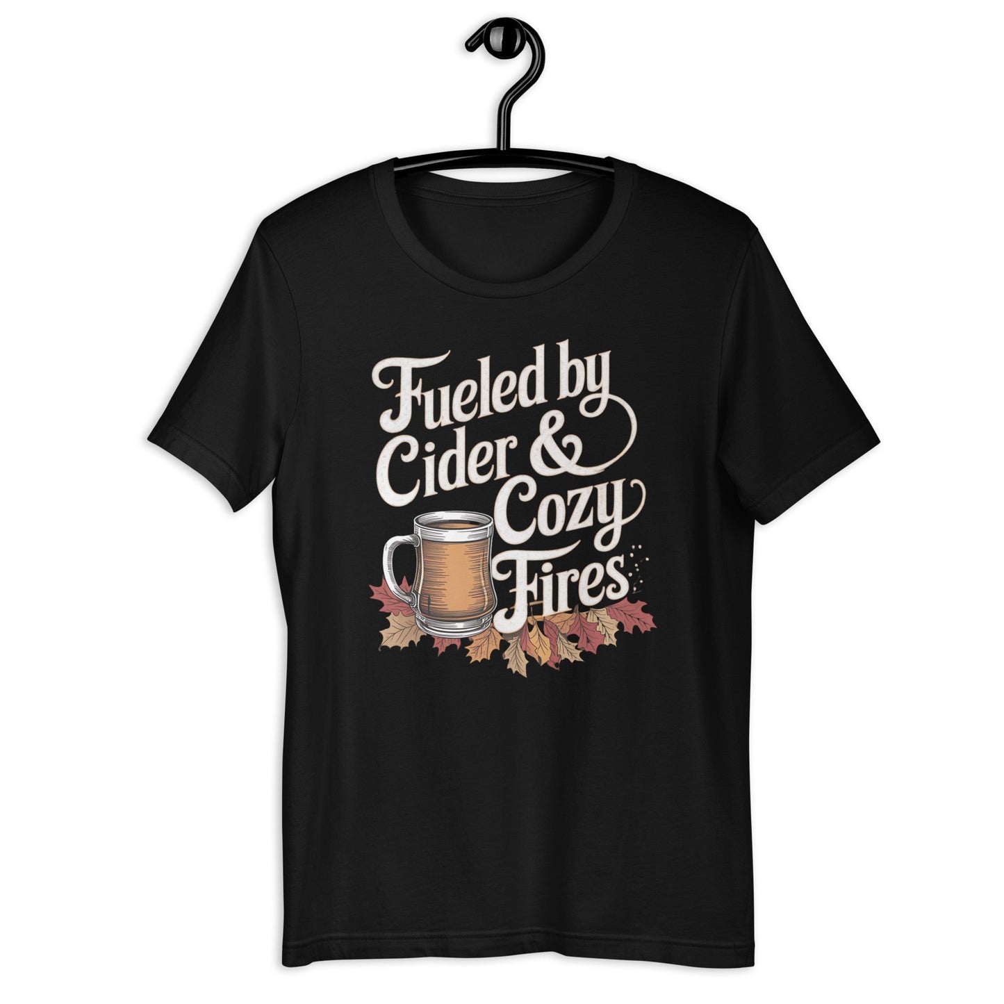 Fueled by Cider and Cozy Fires Women's Fall T-Shirt – Autumn Leaves & Cider - Sublimegifts4u.com