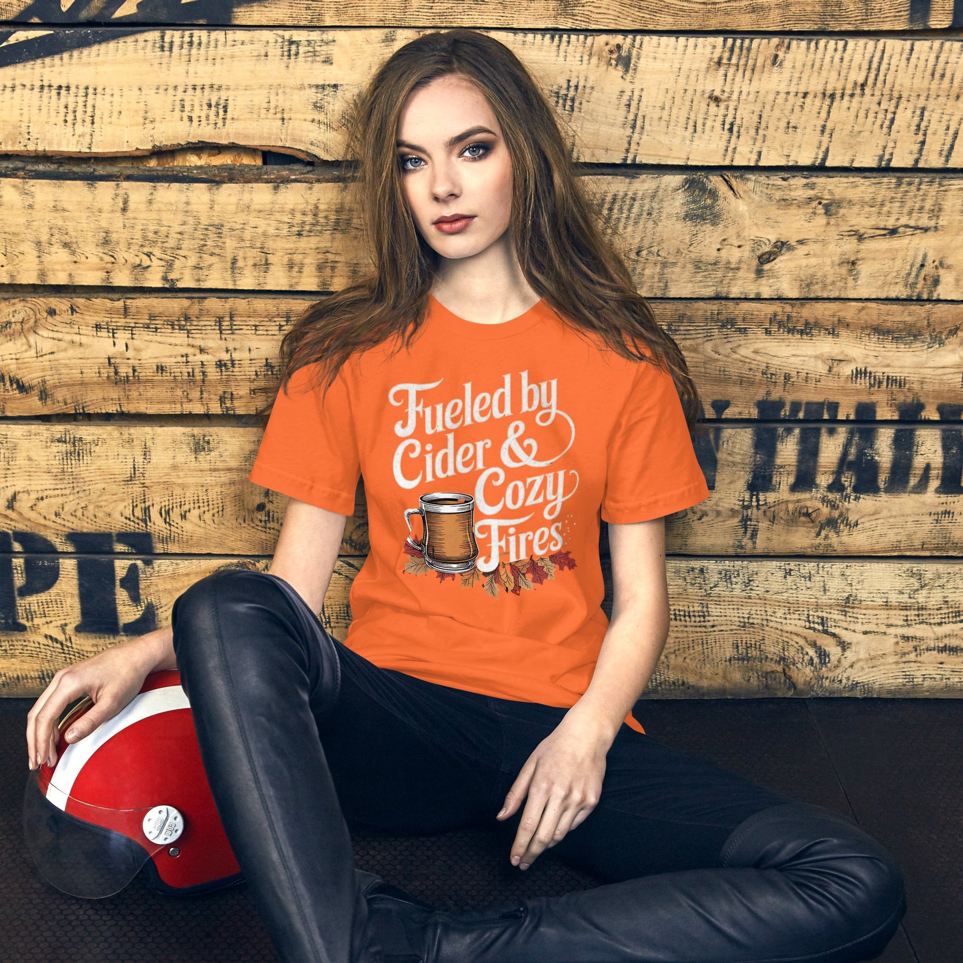 Fueled by Cider and Cozy Fires Women's Fall T-Shirt – Autumn Leaves & Cider - Sublimegifts4u.com