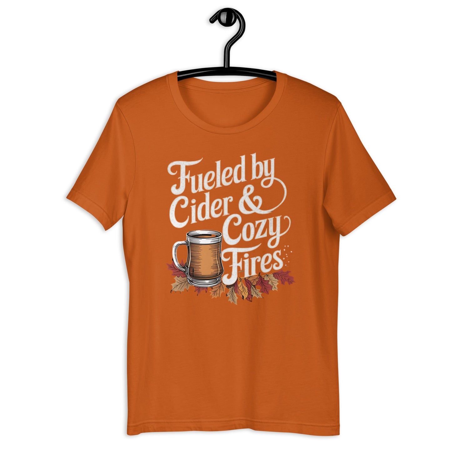 Fueled by Cider and Cozy Fires Women's Fall T-Shirt – Autumn Leaves & Cider - Sublimegifts4u.com