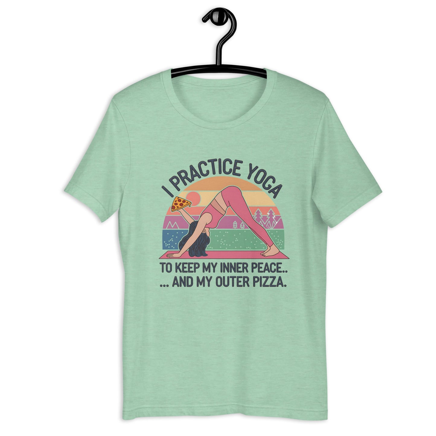 Funny Women's Yoga & Pizza T-Shirt - "I Practice Yoga to Keep My Inner Peace and My Outer Pizza - Sublimegifts4u.com