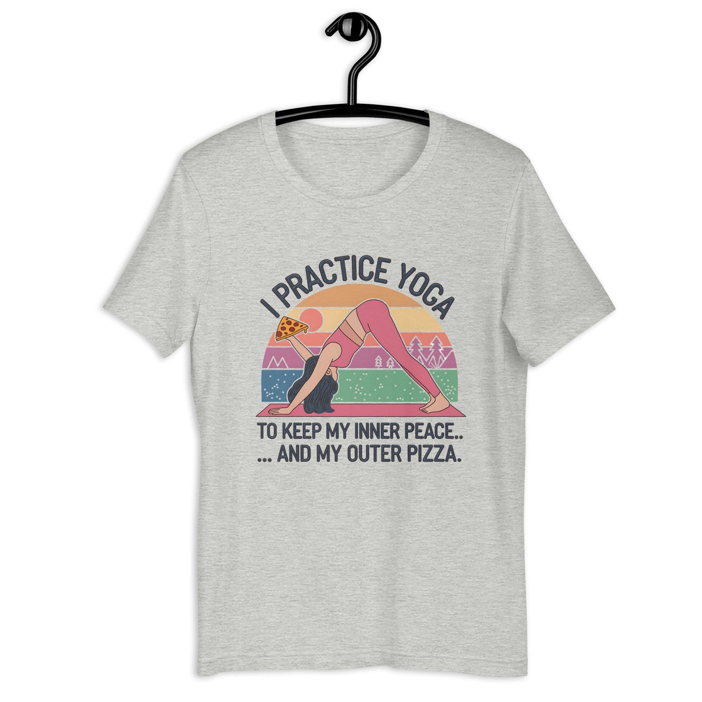 Funny Women's Yoga & Pizza T-Shirt - "I Practice Yoga to Keep My Inner Peace and My Outer Pizza - Sublimegifts4u.com