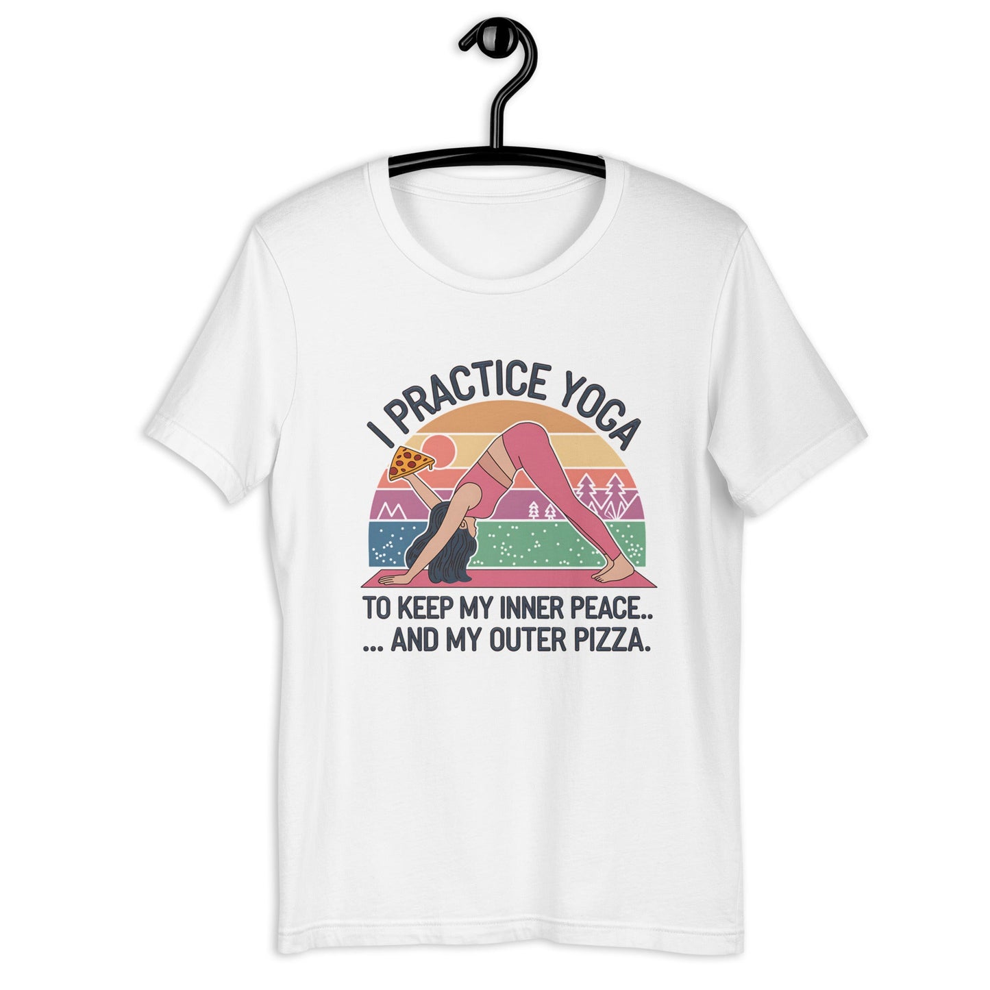 Funny Women's Yoga & Pizza T-Shirt - "I Practice Yoga to Keep My Inner Peace and My Outer Pizza - Sublimegifts4u.com