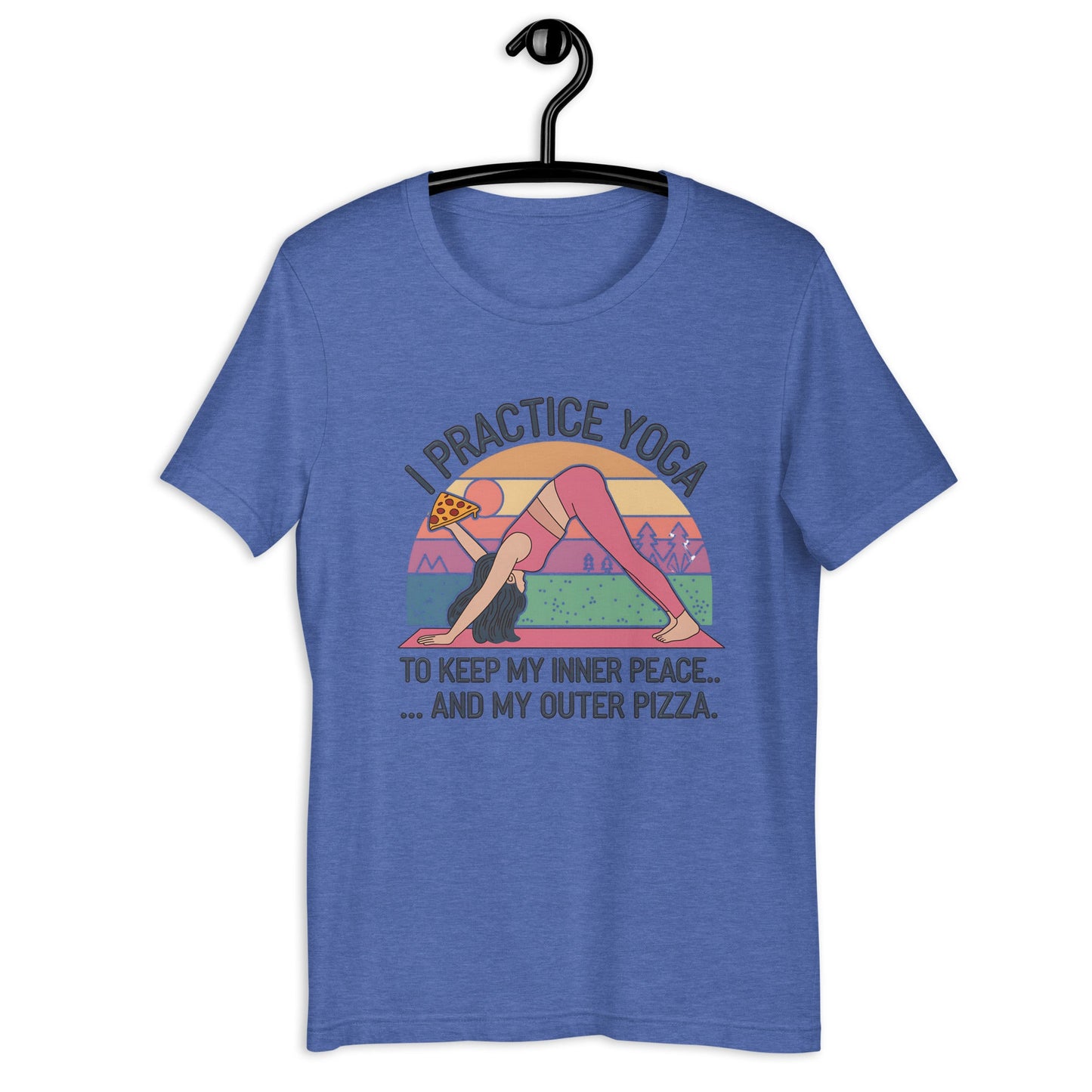 Funny Women's Yoga & Pizza T-Shirt - "I Practice Yoga to Keep My Inner Peace and My Outer Pizza - Sublimegifts4u.com