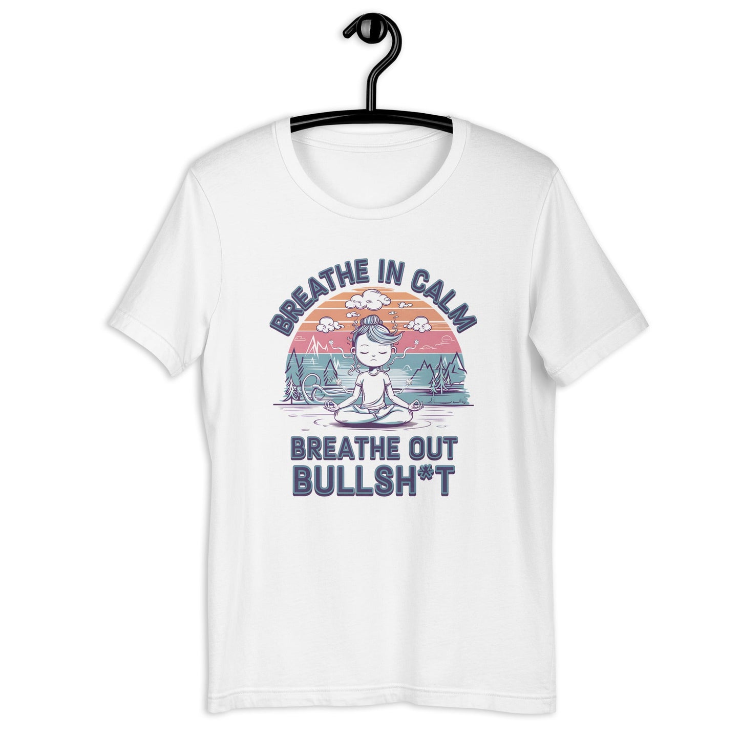 Funny Women's Yoga T-Shirt - "Breathe In Calm, Breathe Out Bullsh*t" - Soft & Lightweight - Sublimegifts4u.com