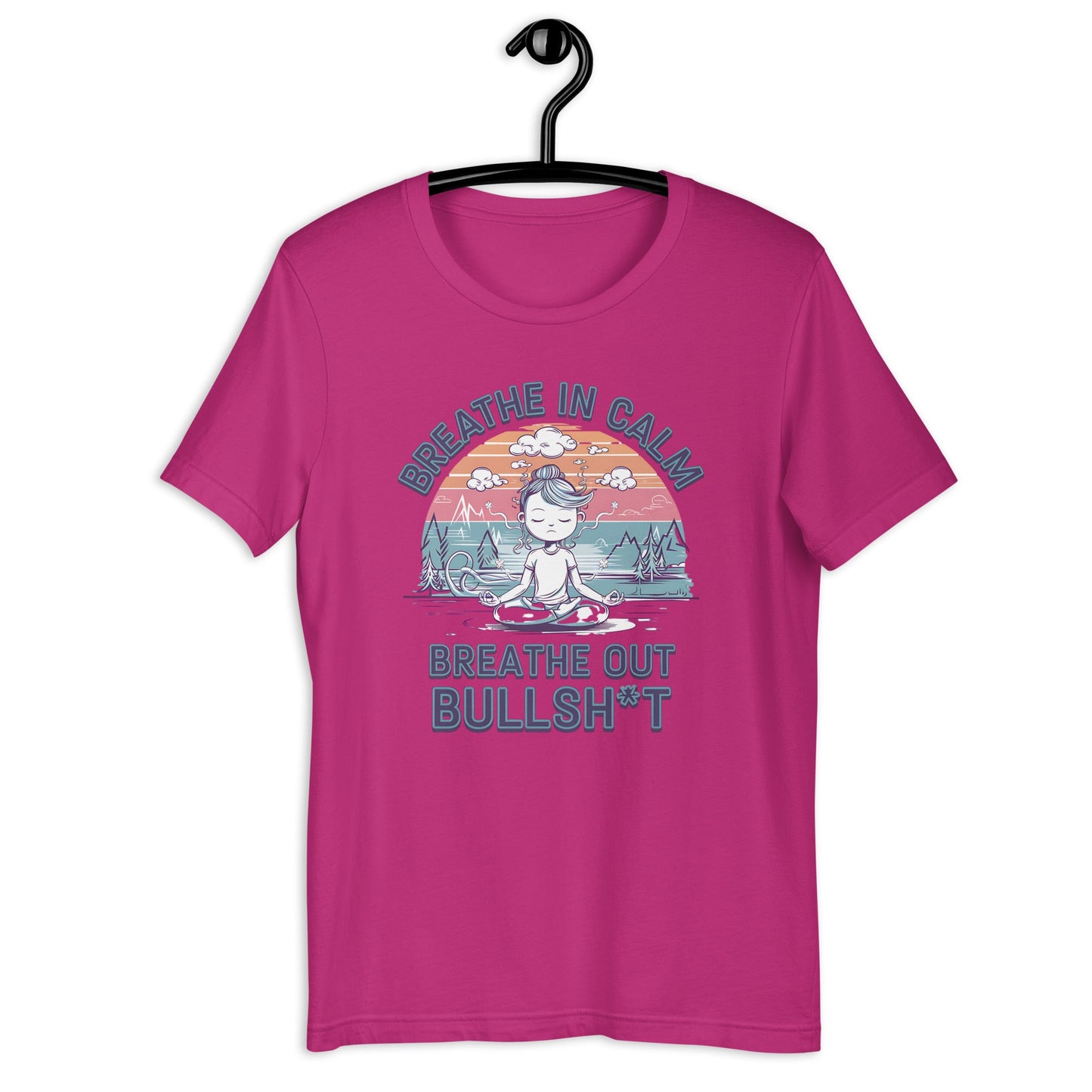 Funny Women's Yoga T-Shirt - "Breathe In Calm, Breathe Out Bullsh*t" - Soft & Lightweight - Sublimegifts4u.com