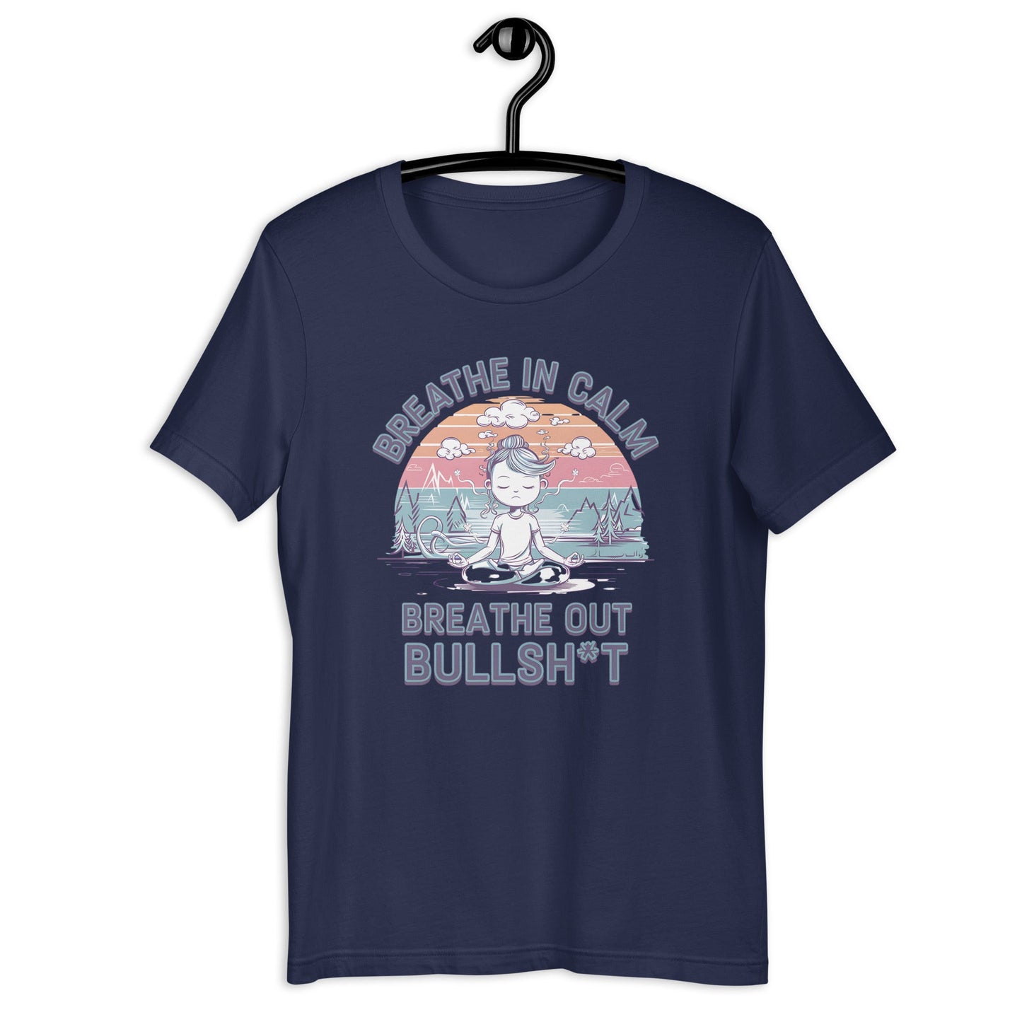 Funny Women's Yoga T-Shirt - "Breathe In Calm, Breathe Out Bullsh*t" - Soft & Lightweight - Sublimegifts4u.com