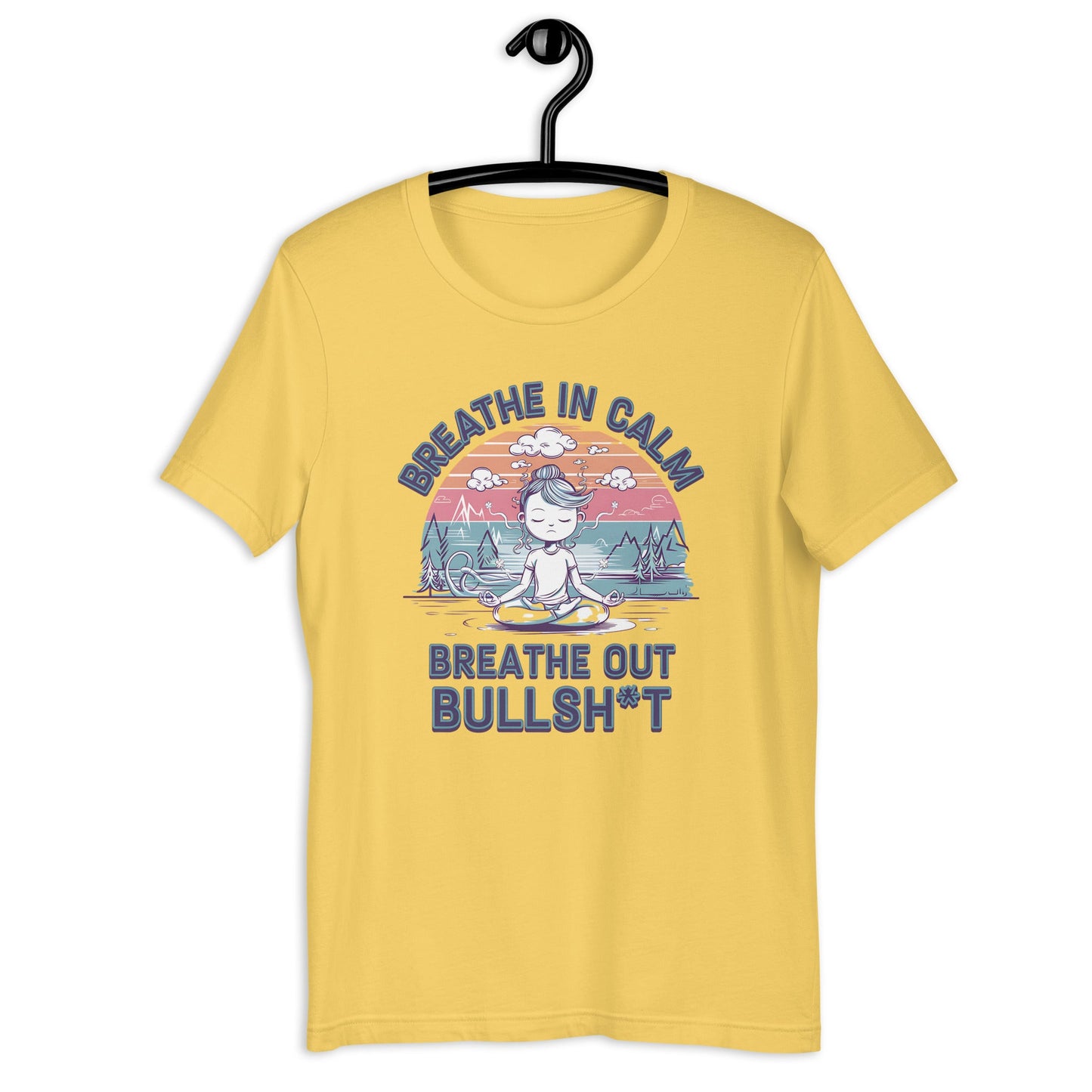 Funny Women's Yoga T-Shirt - "Breathe In Calm, Breathe Out Bullsh*t" - Soft & Lightweight - Sublimegifts4u.com